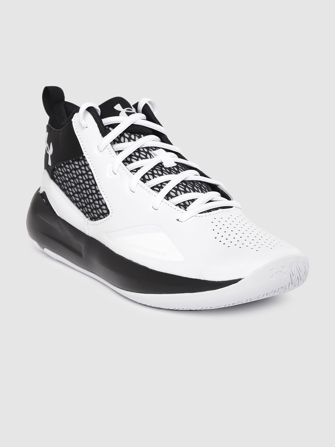 

UNDER ARMOUR Unisex White & Black Perforated UA Lockdown 5 Basketball Shoes