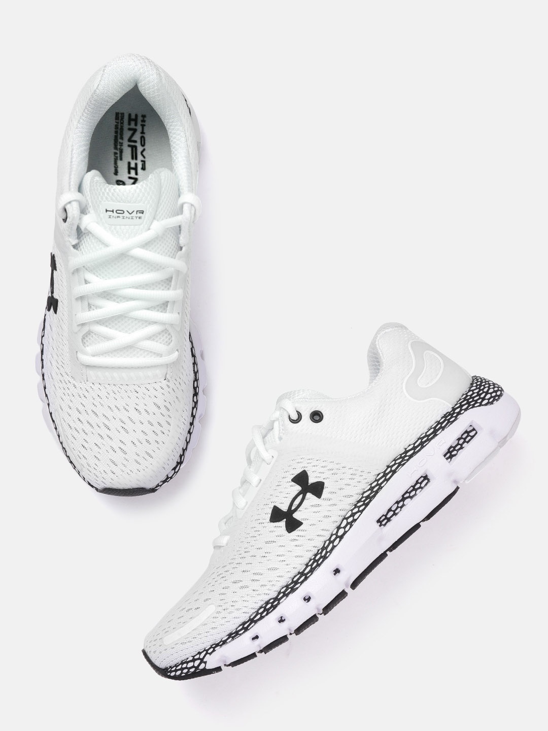 

UNDER ARMOUR Women White & Black HOVR Infinite 2 Woven Design Running Shoes