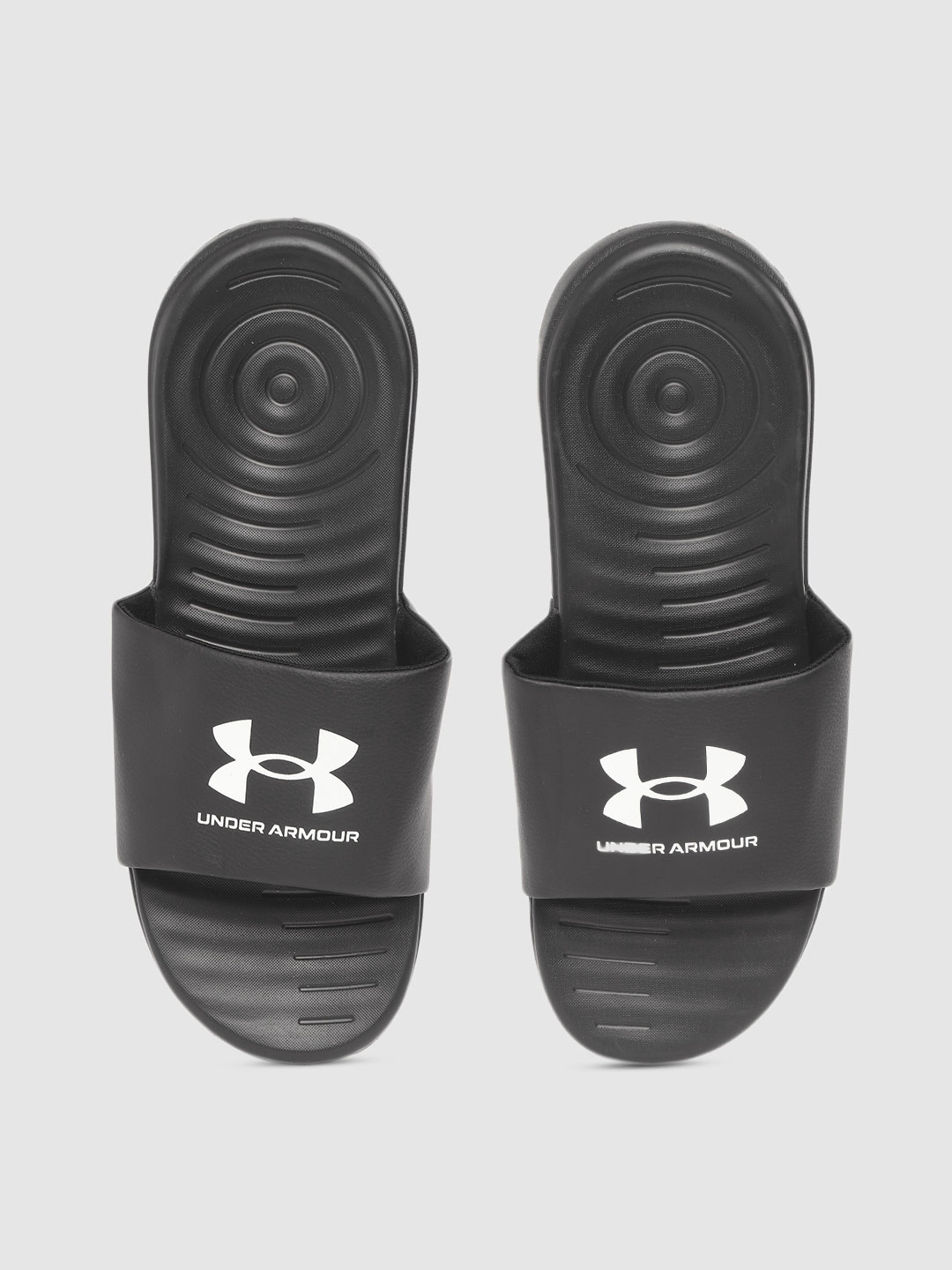 

UNDER ARMOUR Men Black & White Ansa Fix Brand Logo Print Sliders