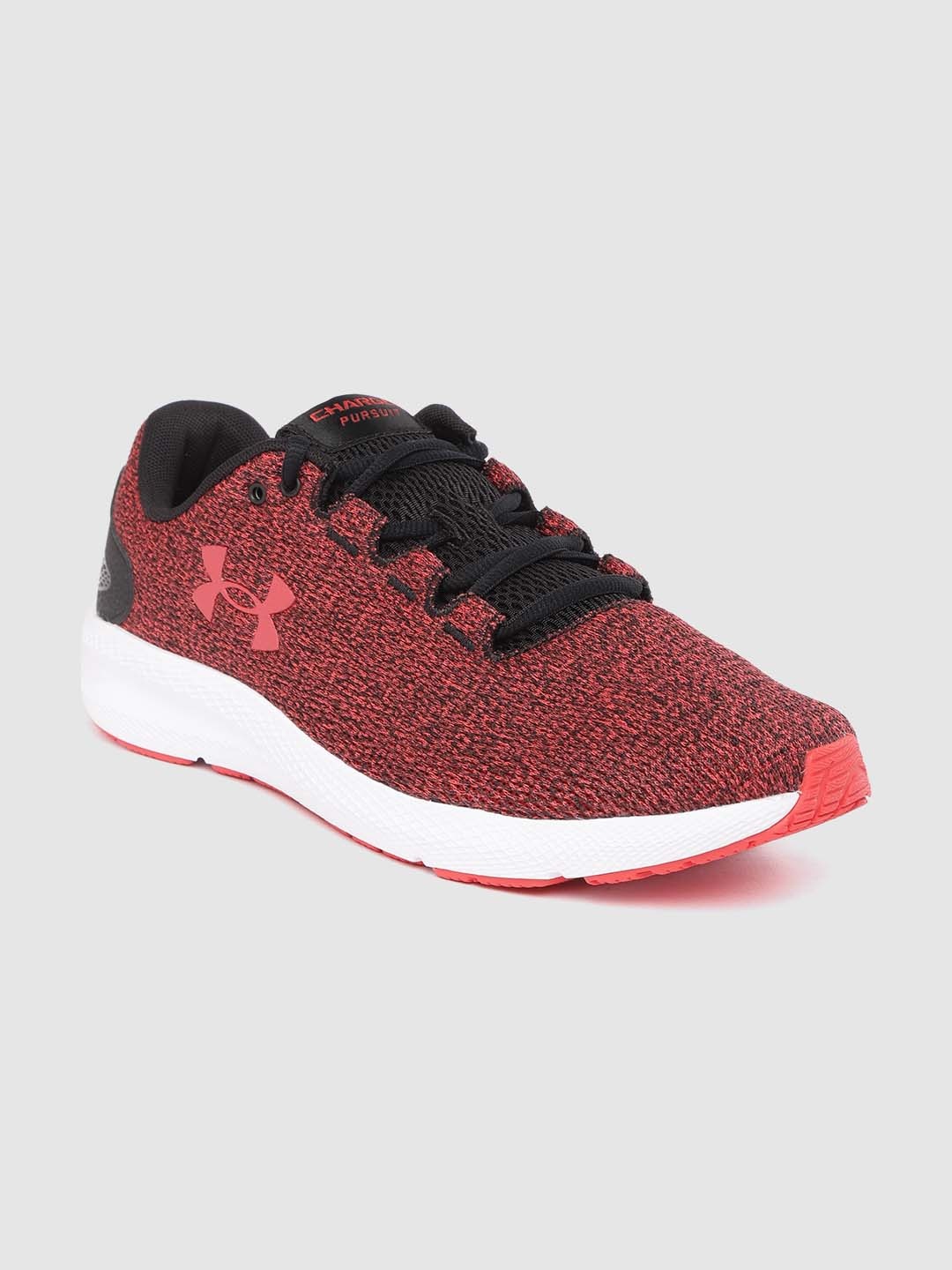 

UNDER ARMOUR Men Rust Orange & Black Woven Design Charged Pursuit 2 Twist Running Shoes
