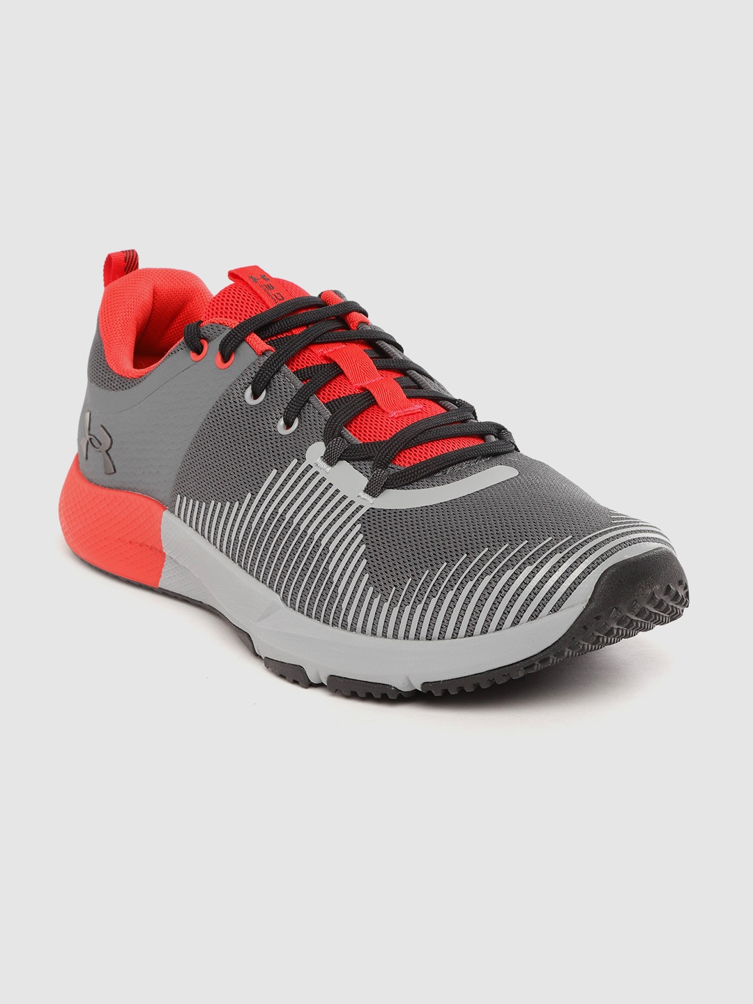 

UNDER ARMOUR Men Charcoal Grey & Red Charged Engage Striped Training Shoes