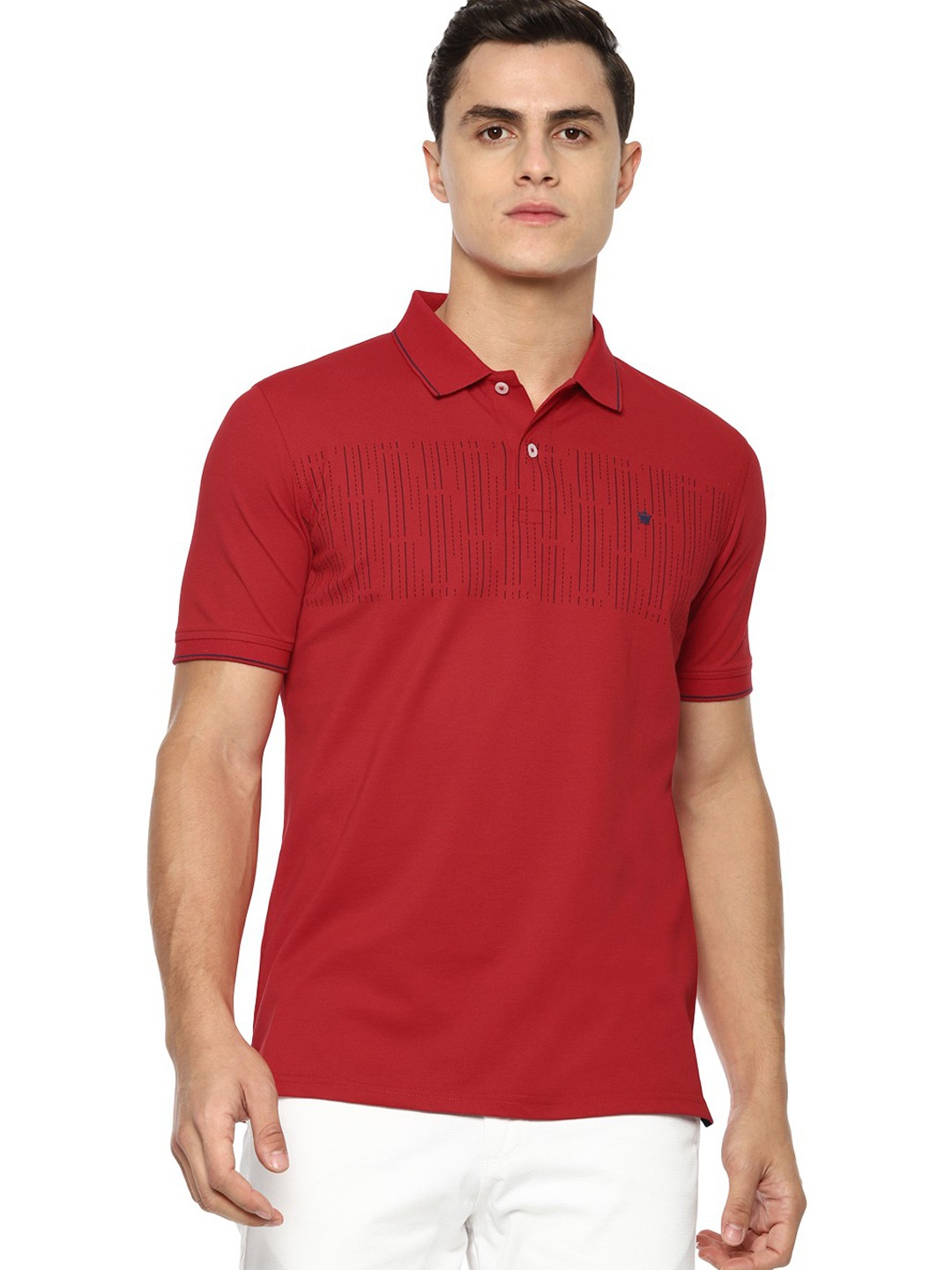 

Louis Philippe Men Red Printed Polo Collar T-shirt