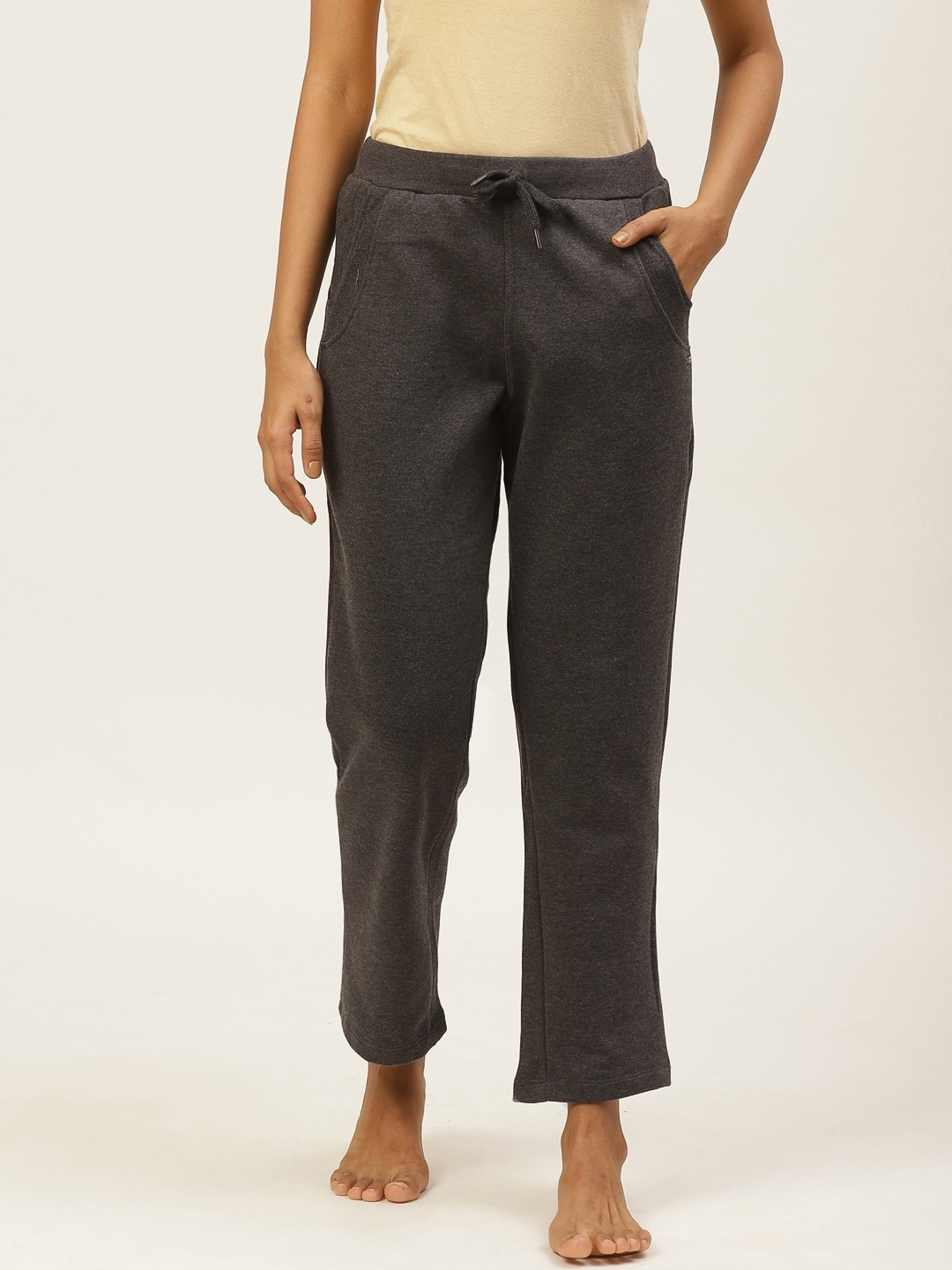

Sweet Dreams Women Charcoal Grey Solid Lounge Pants