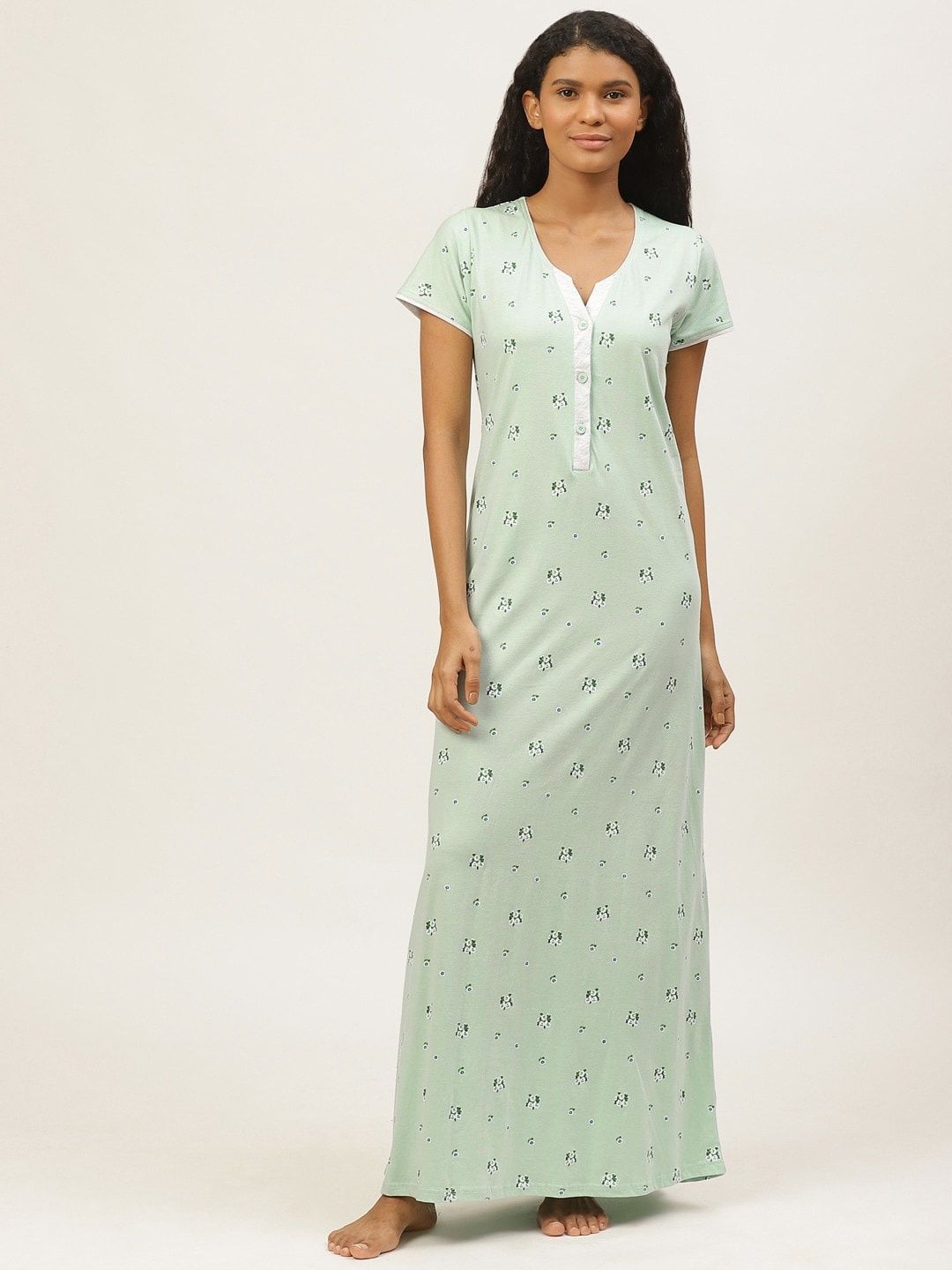 

Sweet Dreams Green & White Floral Print Maxi Nightdress