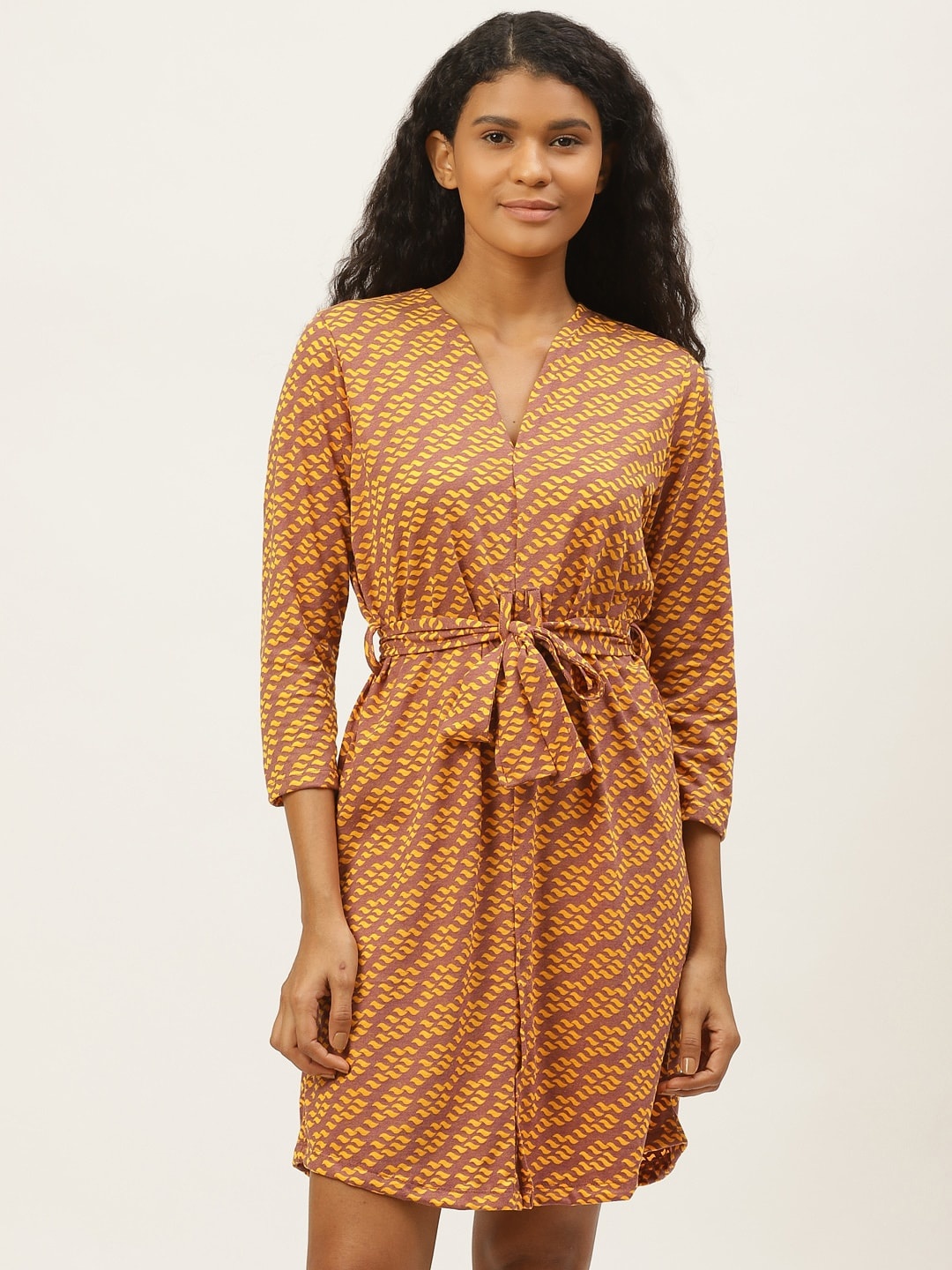 

Sweet Dreams Yellow & Brown Printed Robe