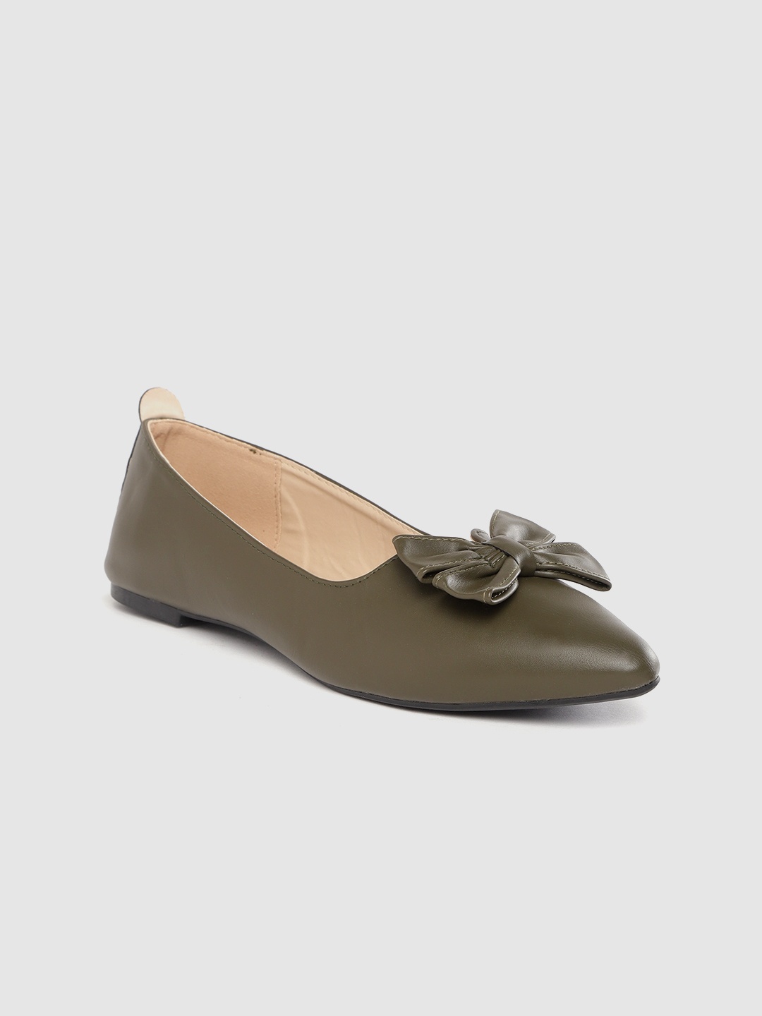 

Van Heusen Woman Olive Green Solid Bow Detail Ballerinas