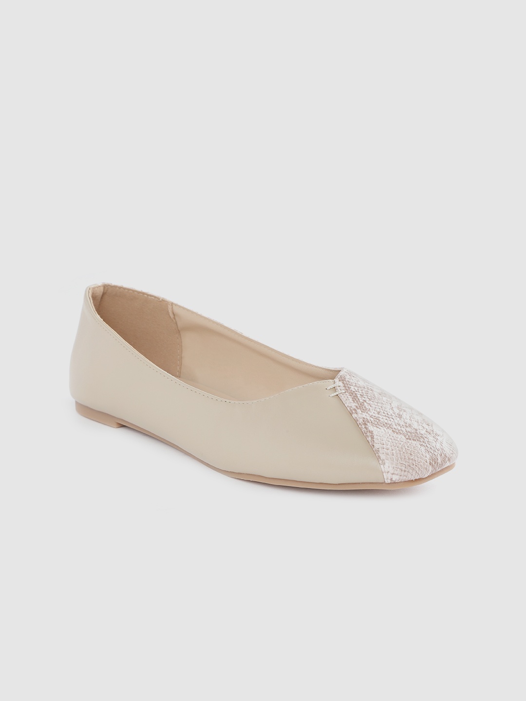 

Van Heusen Woman Beige Snakeskin Textured Ballerinas