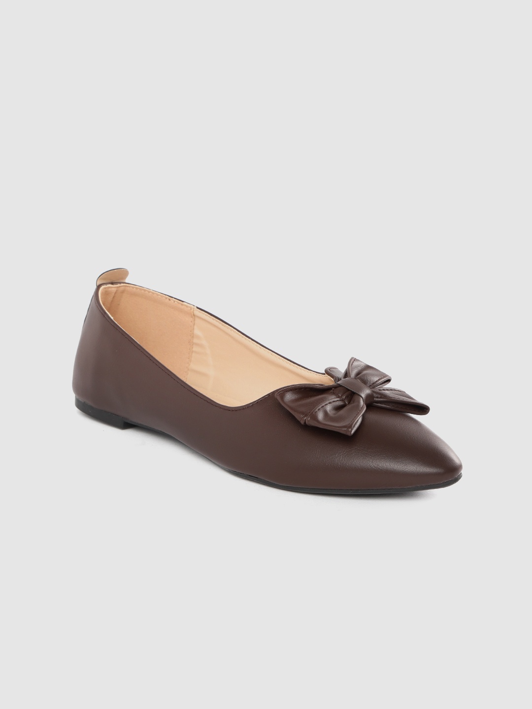 

Van Heusen Woman Coffee Brown Solid Bow Detail Ballerinas