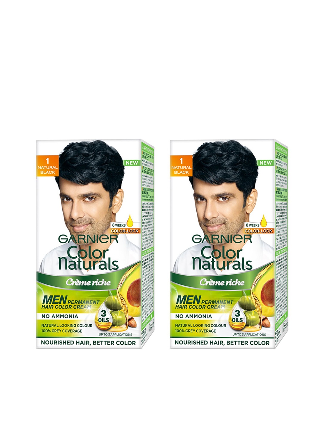 

Garnier Men Set Of 2 Color Naturals Creme Riche Hair Colour - 1 Natural Black, White