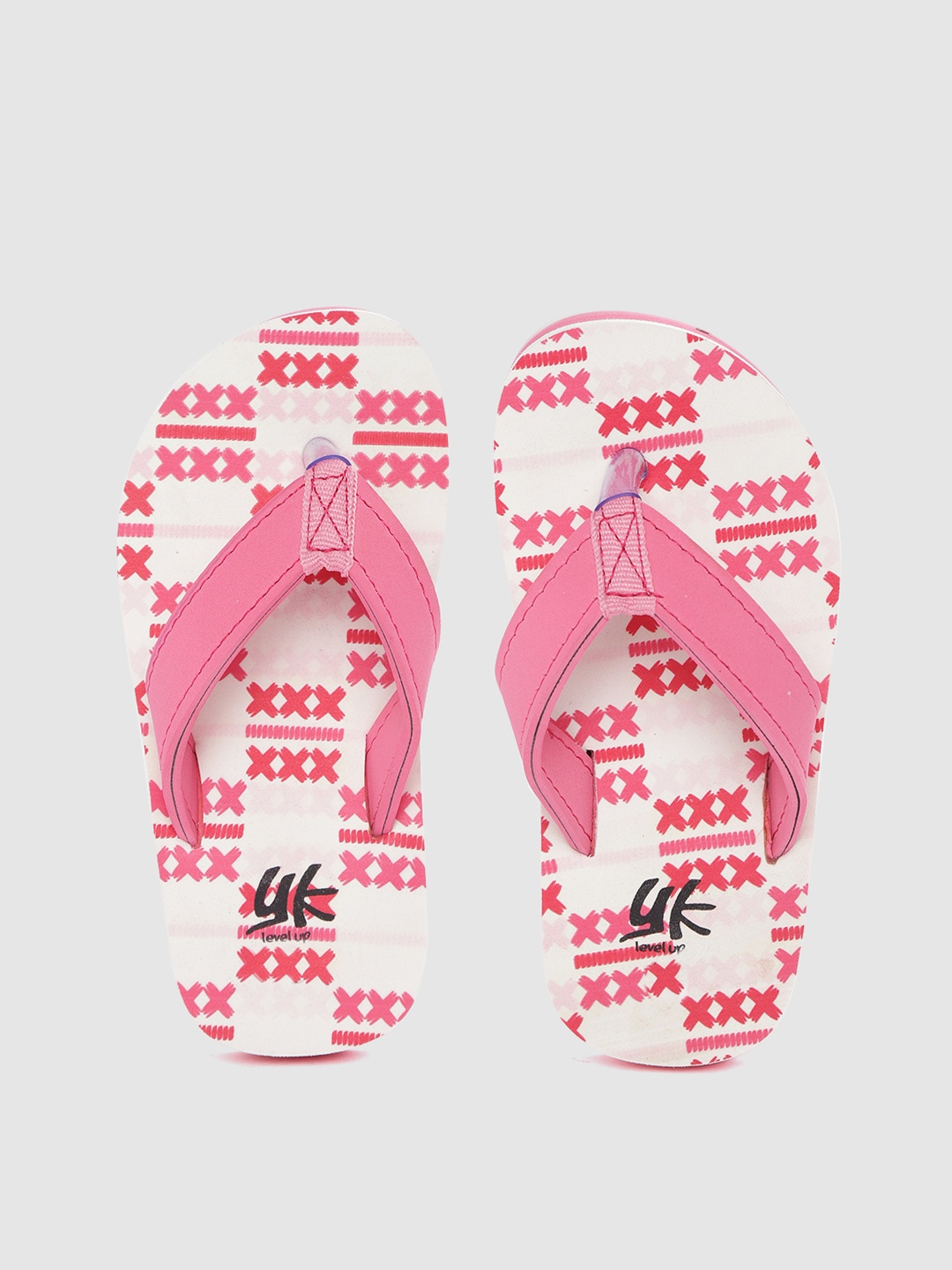 

YK Girls Pink & White Printed Thong Flip-Flops