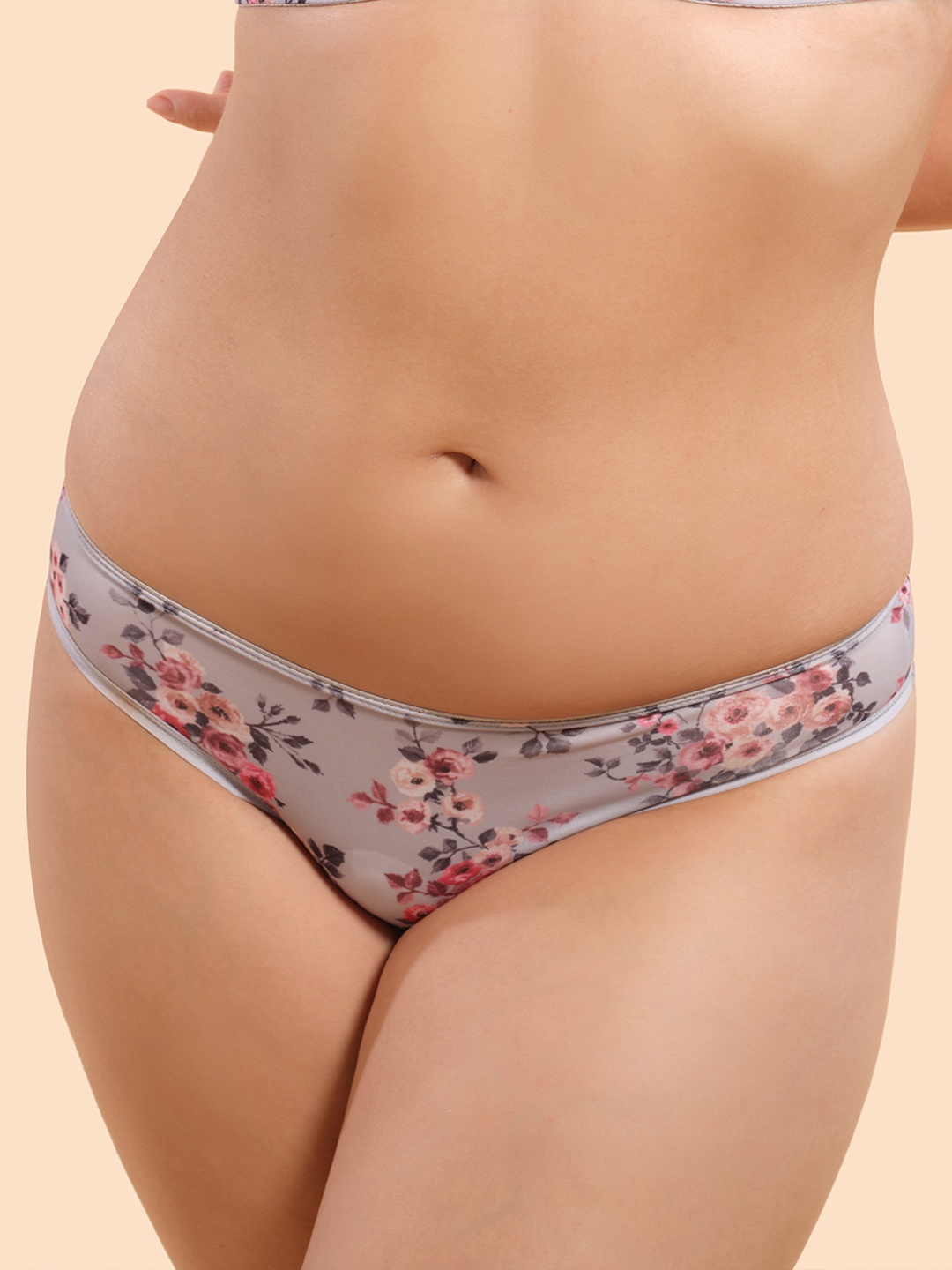 

Enamor Women Silver Rose Print Low Waist Briefs-P000, Grey