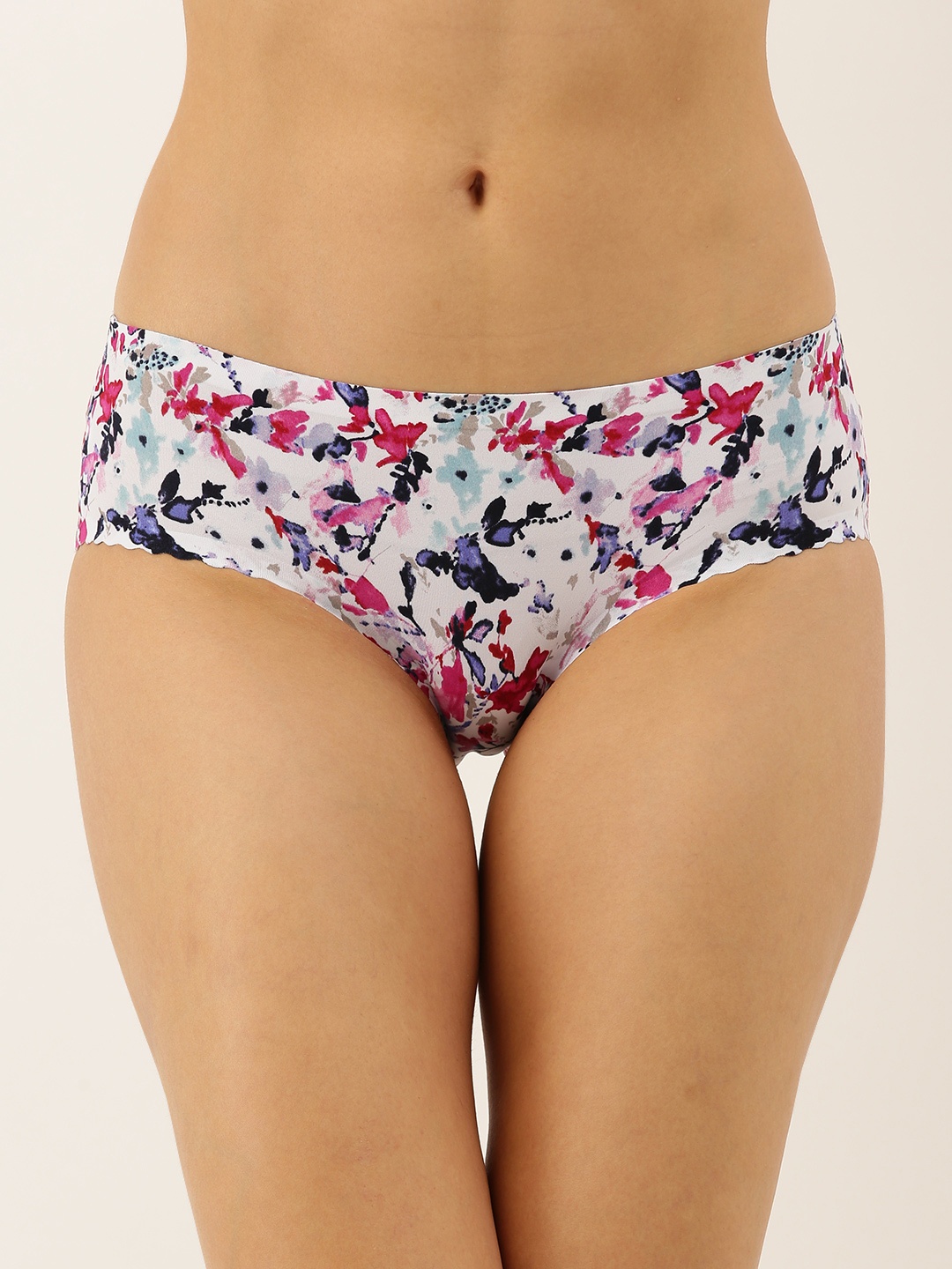 

Enamor Womans White and Multi Colored Printed Briefs