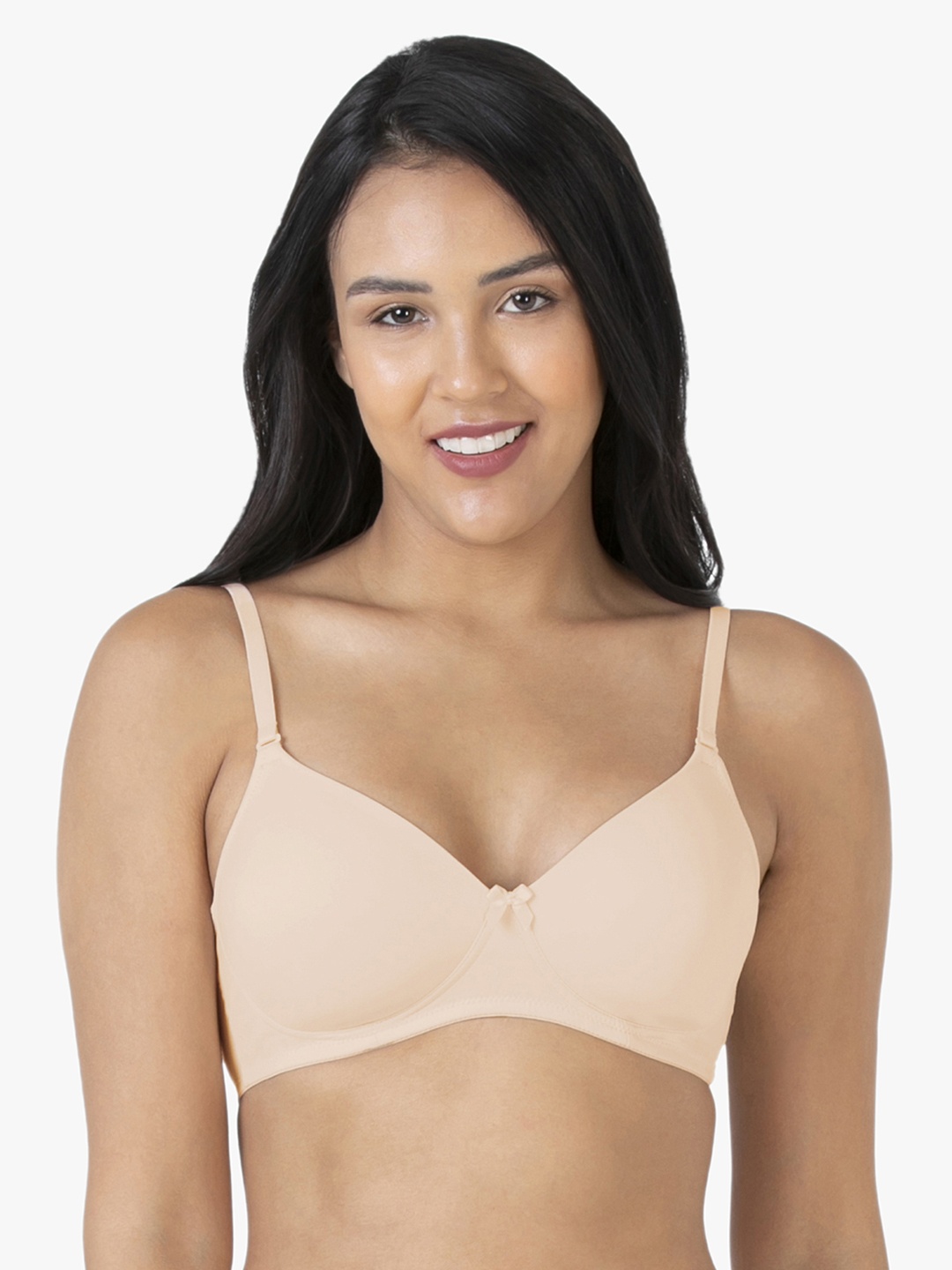 

Amante Solid Padded Wirefree Smooth Charm T-Shirt Bra BRA10606, Beige