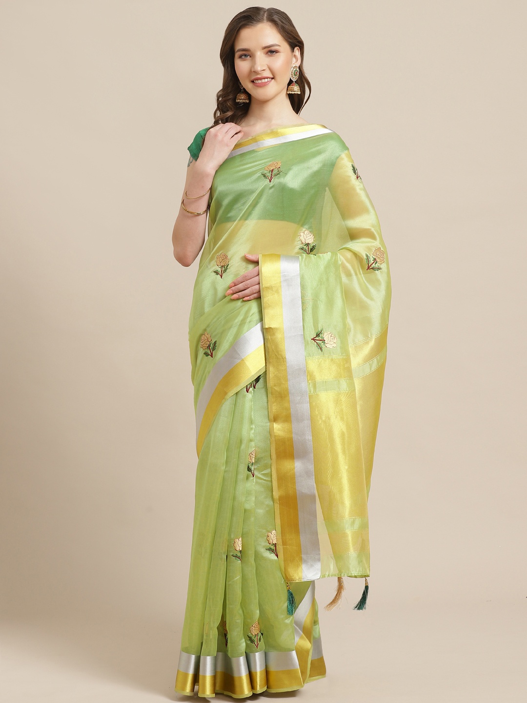 

Shaily Green Embroidered Saree