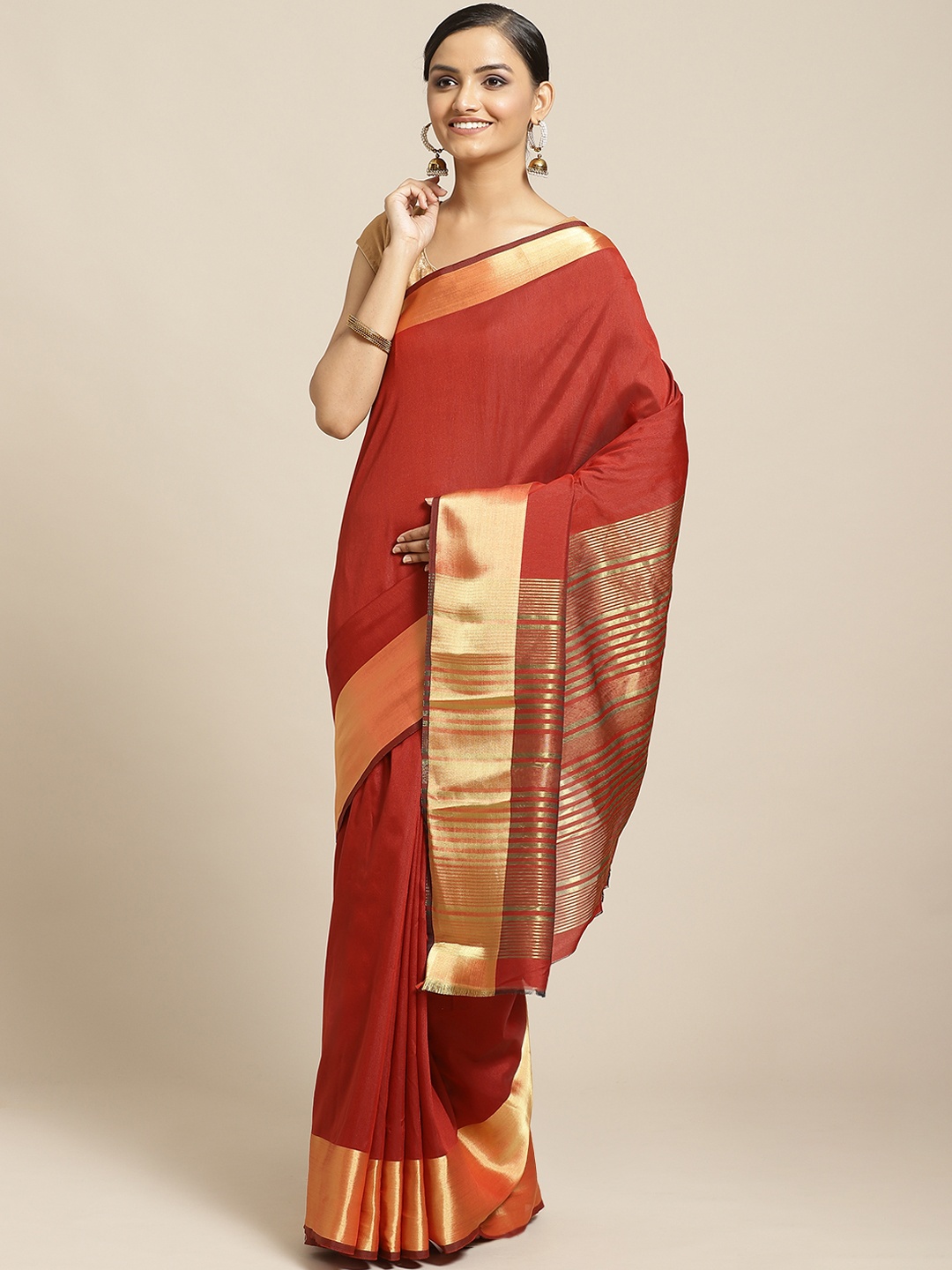

Shaily Red Solid Saree