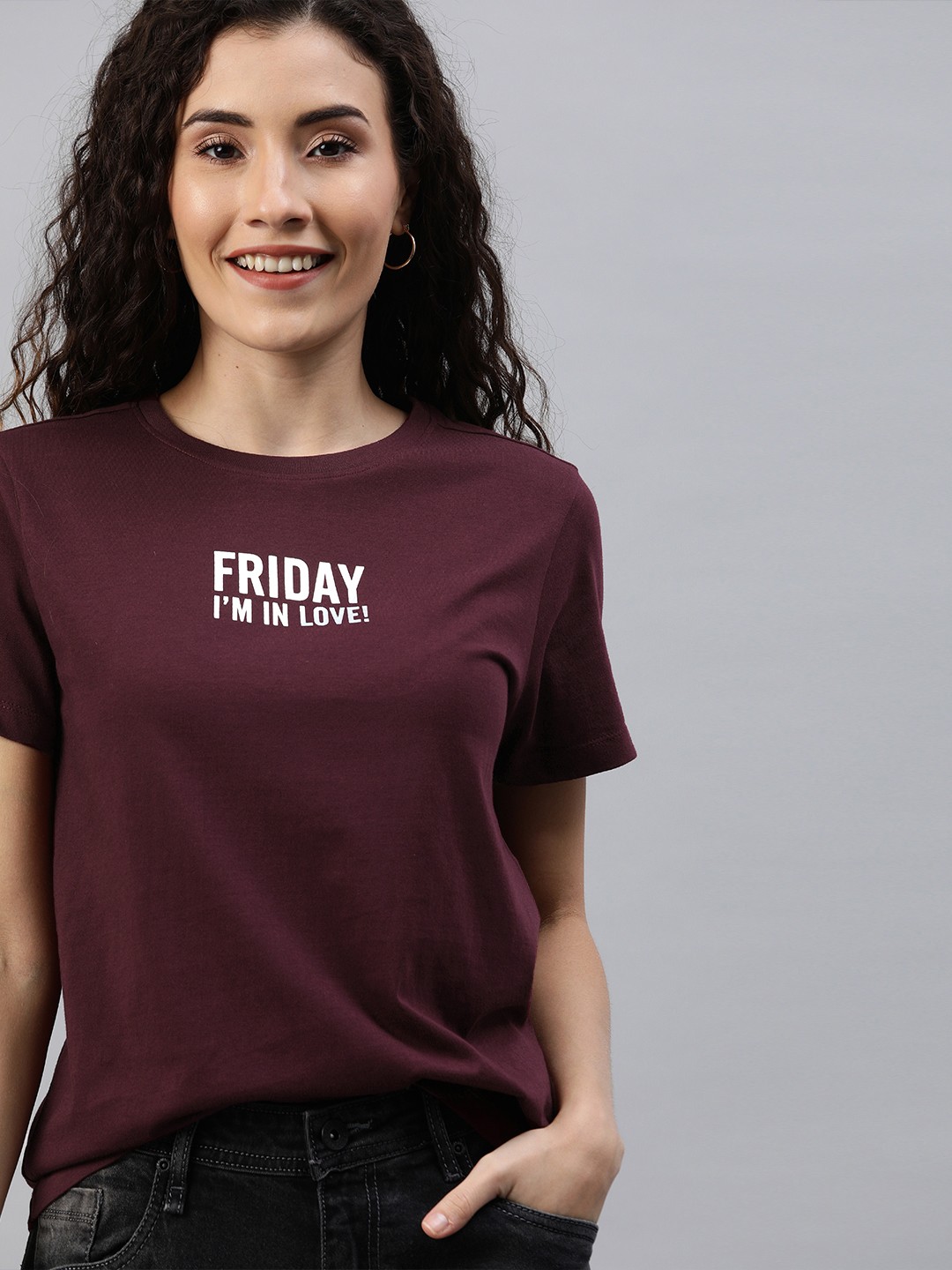

Mast & Harbour Women Brown Printed Round Neck T-shirt