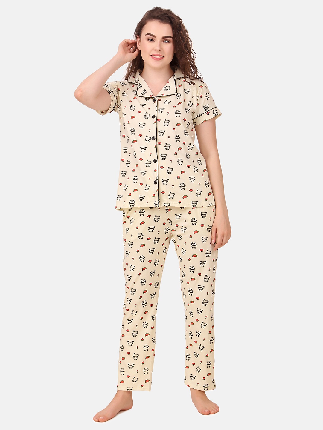 

Masha Women Yellow Printed Night suit