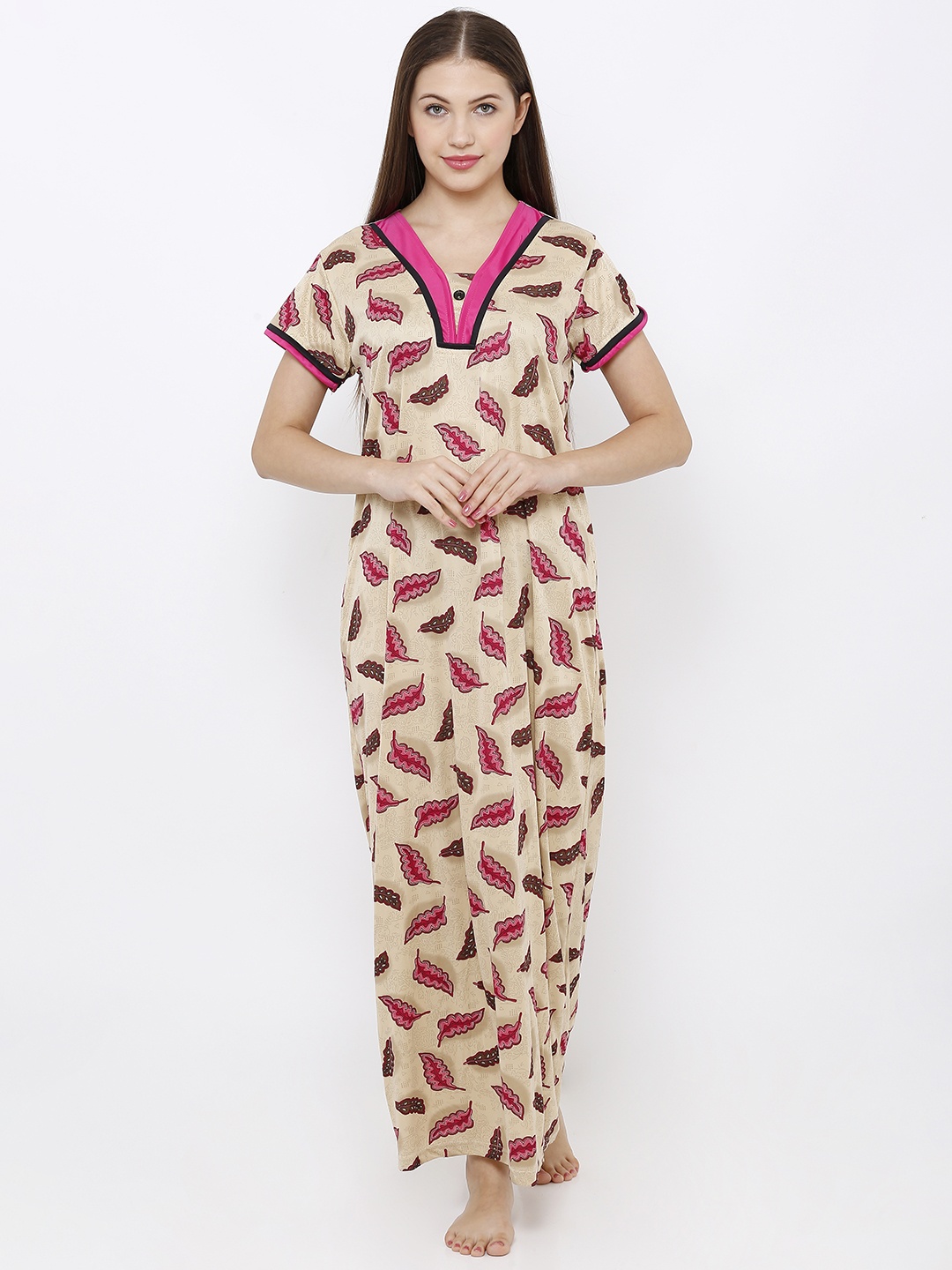 

Pretty Awesome Beige Printed Nightdress