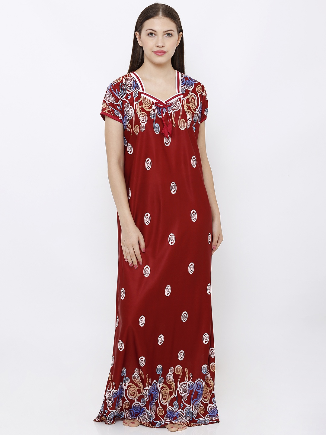 

Pretty Awesome Maroon Printed Nightdress
