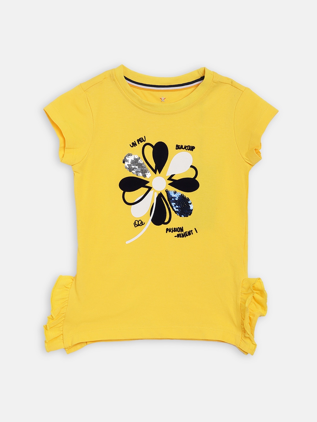 

ELLE Girls Yellow Printed Pure Cotton Top