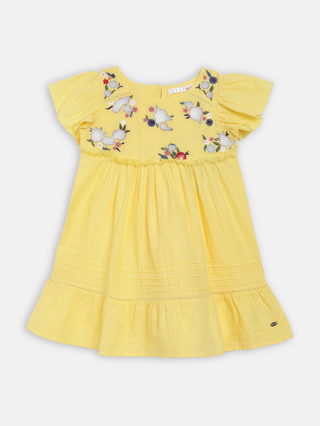 

ELLE Girls Yellow Solid A-Line Dress