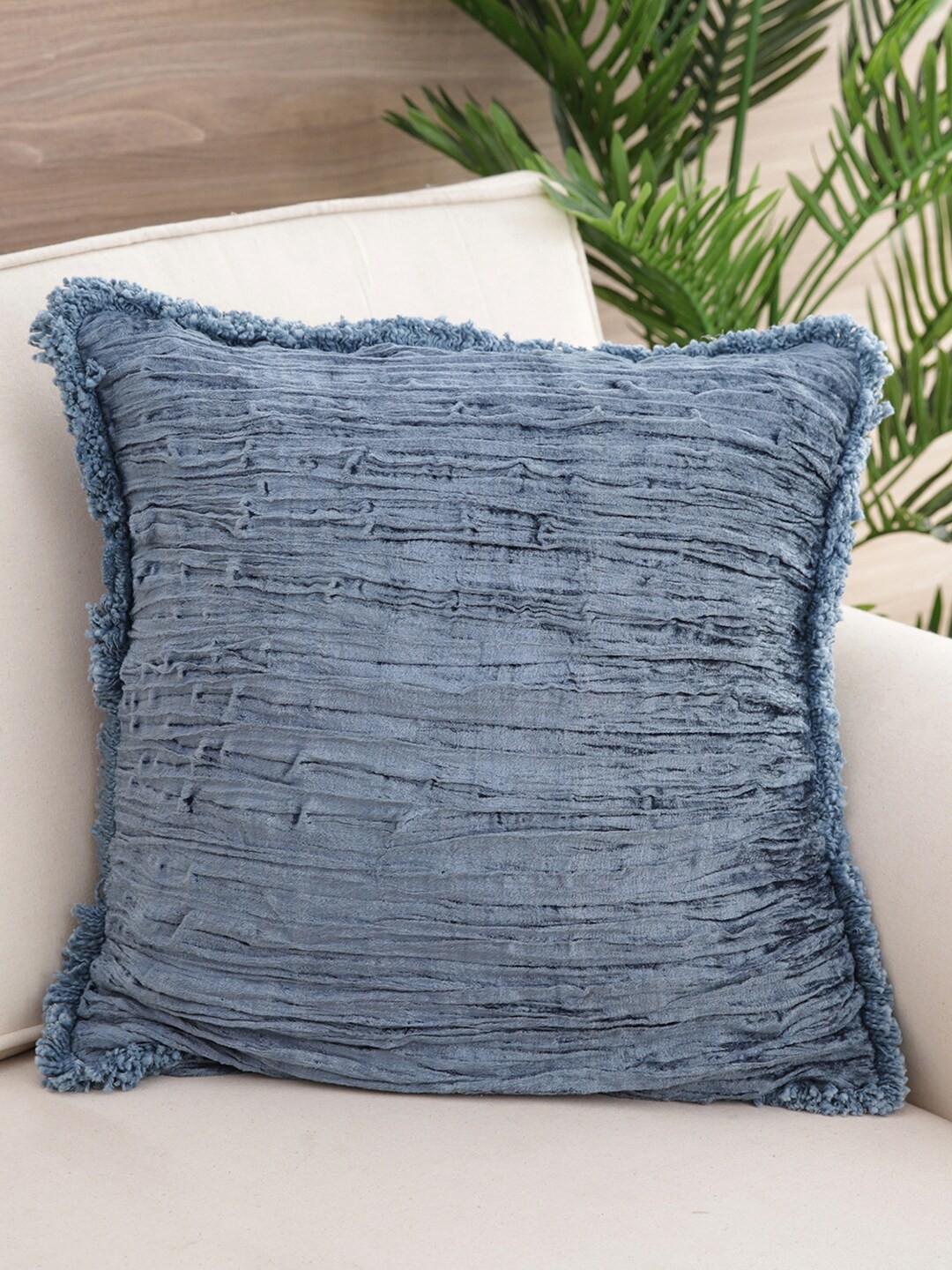 

Pure Home and Living Blue Set of Single Solid Square Cushion Covers