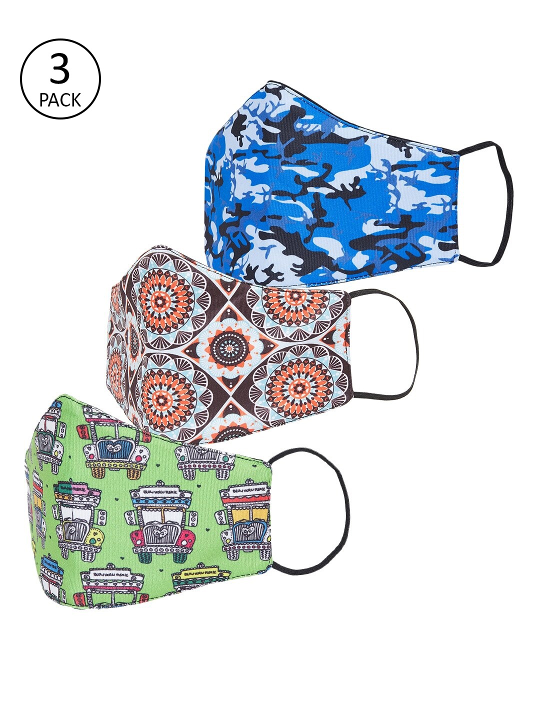 

Zastraa Adults Pack of 3 Reusable 3-Layers Outdoor Masks, Multi