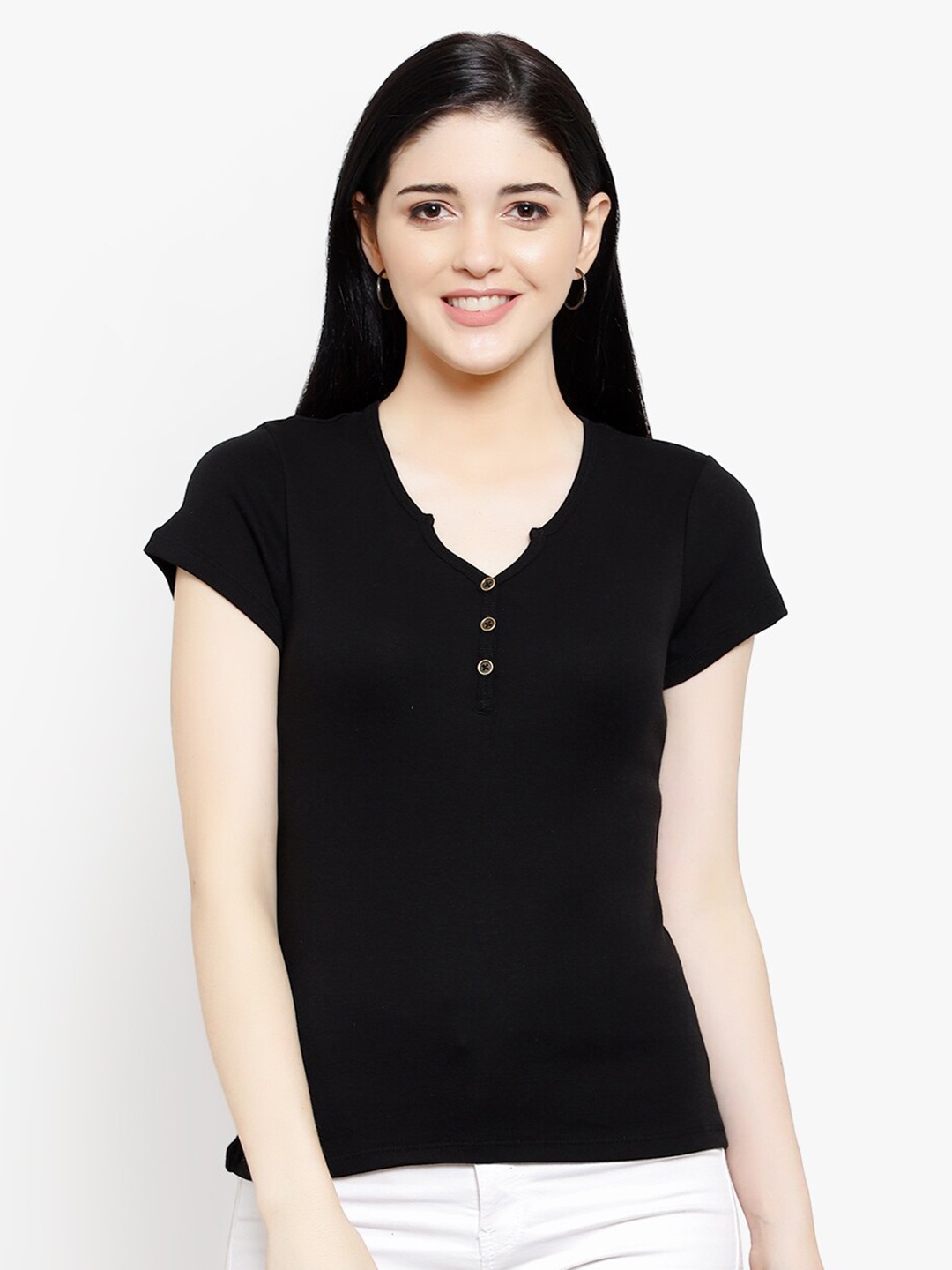 

LE BOURGEOIS Women Black Solid Top
