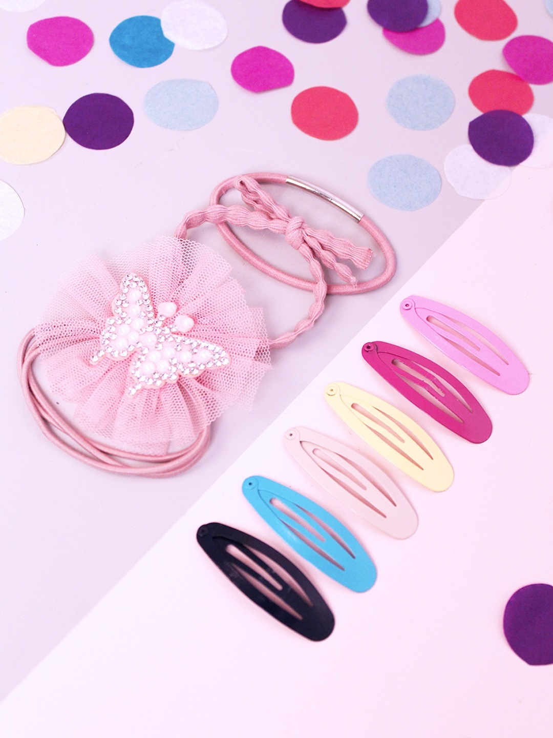 

lil' star Girls Multicolor Hair Clip & Hair Tie Set, Multi