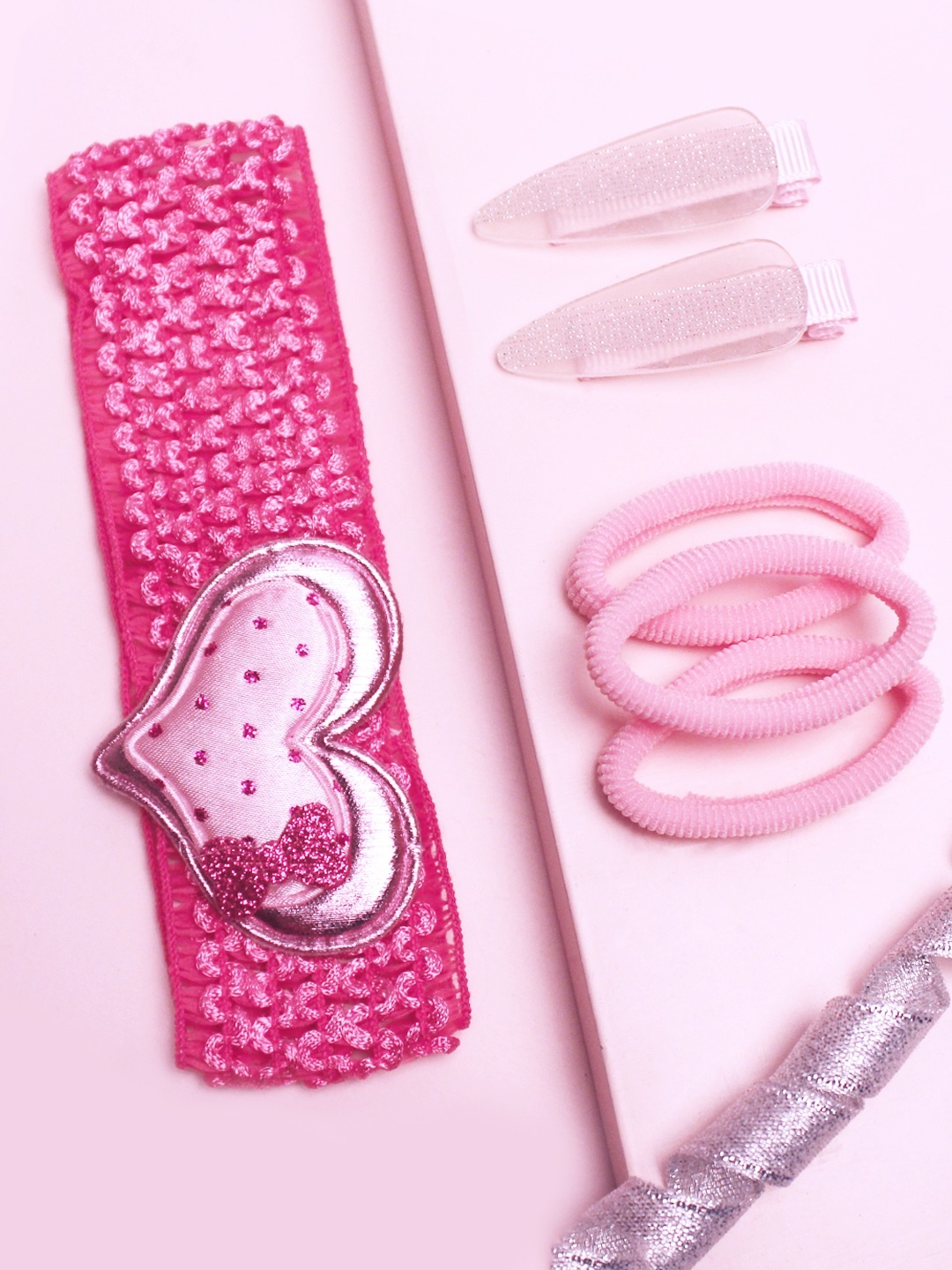 

lil' star Girls Pink Crochet Head Band & Hair Accessory Set