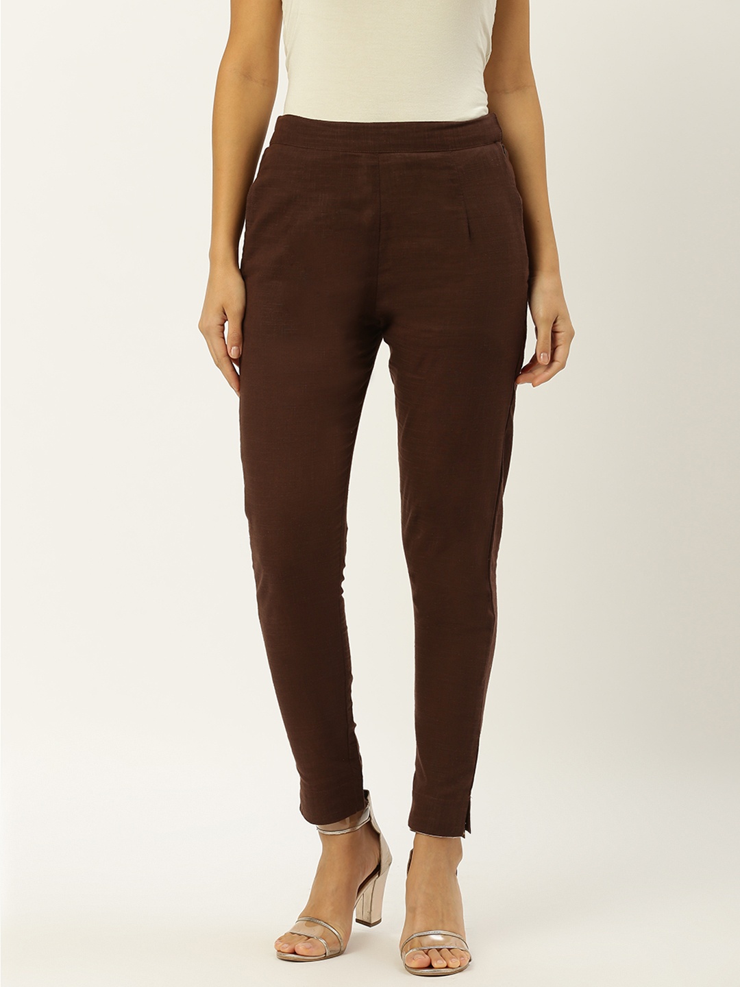 

RANGMAYEE Women Brown Regular Fit Solid Trousers