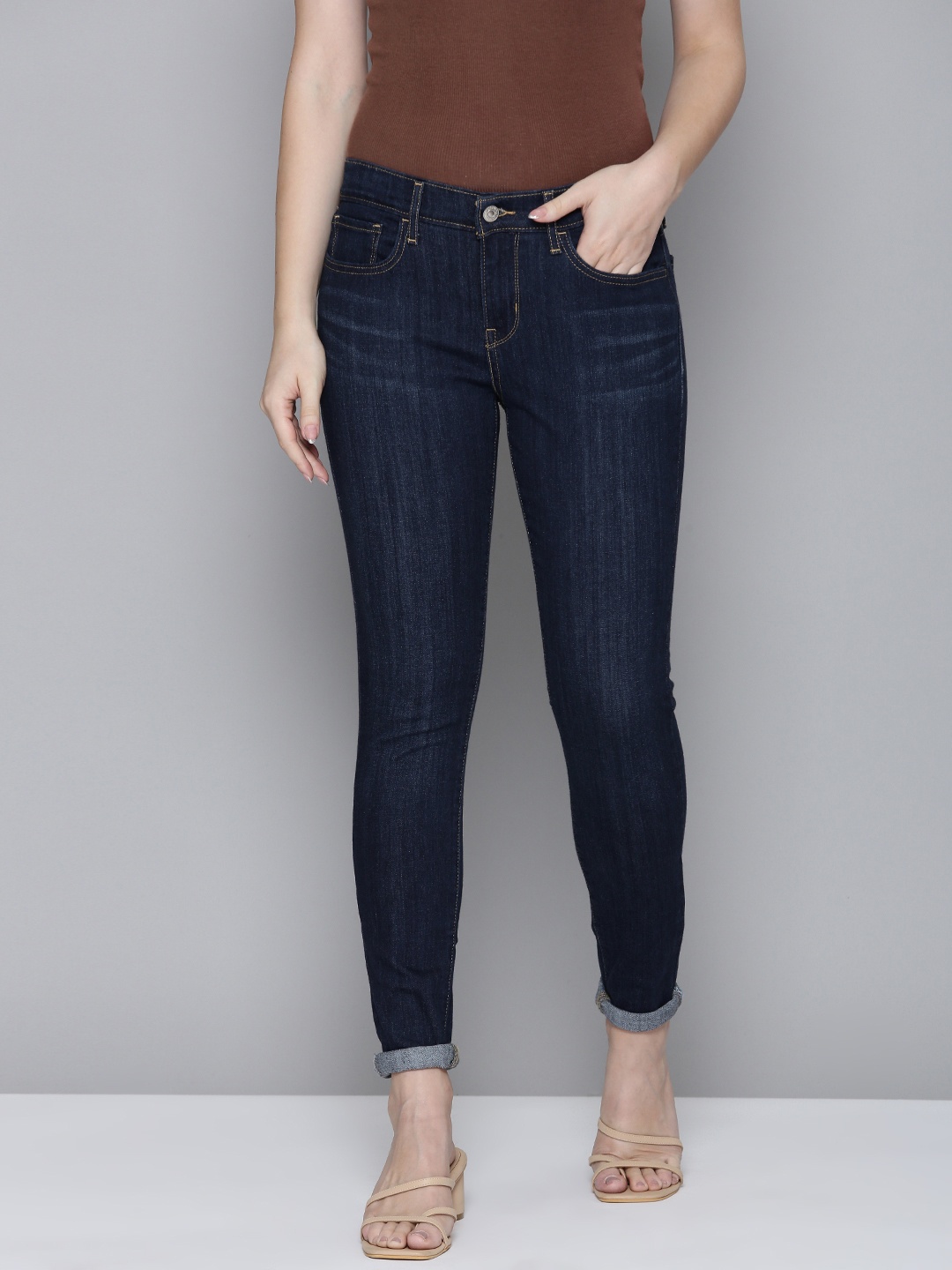 

Levis Women 710 Super Skinny Fit High-Rise Stretchable Jeans, Navy blue