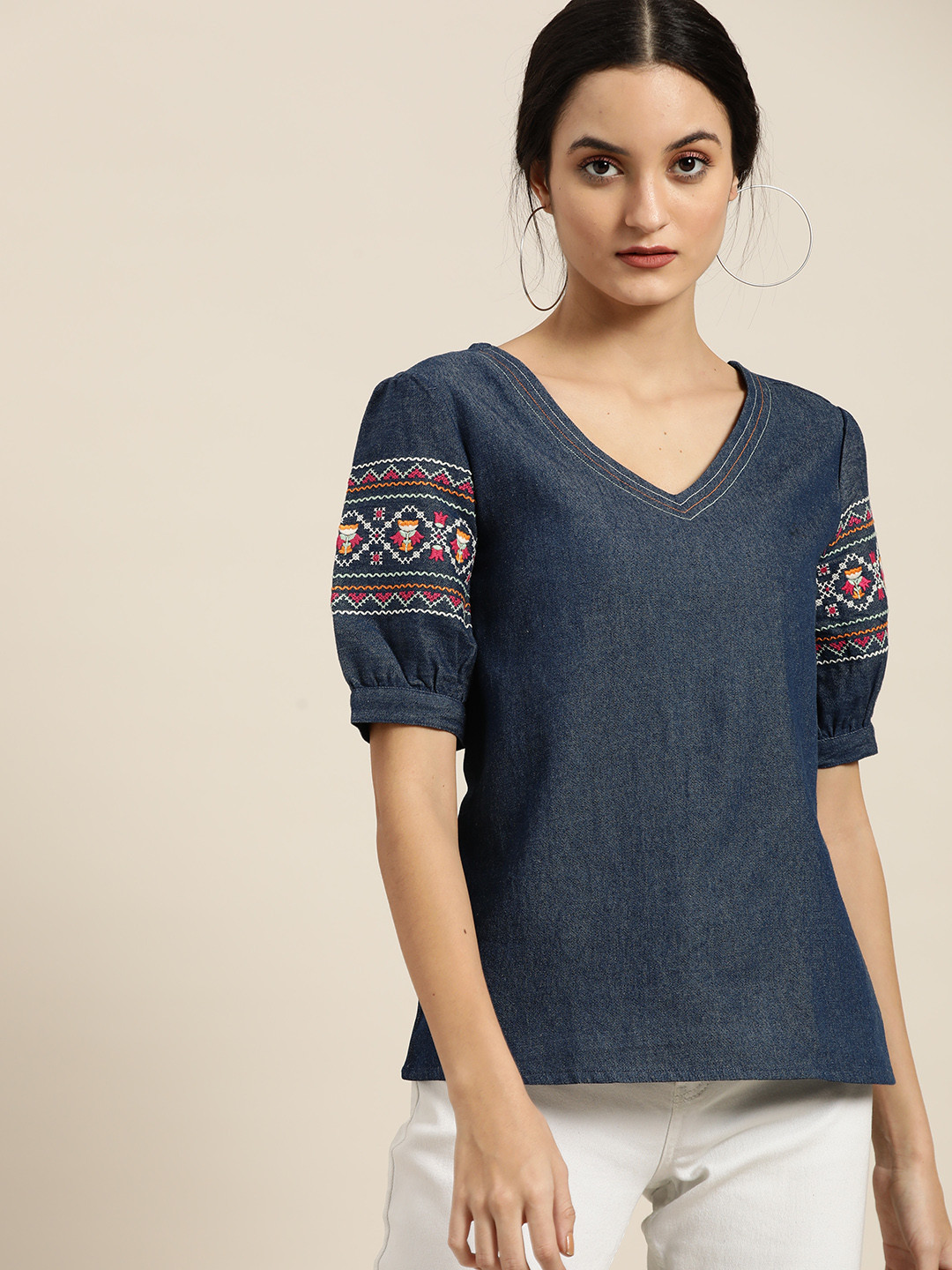 

all about you Navy Blue Pure Cotton Top