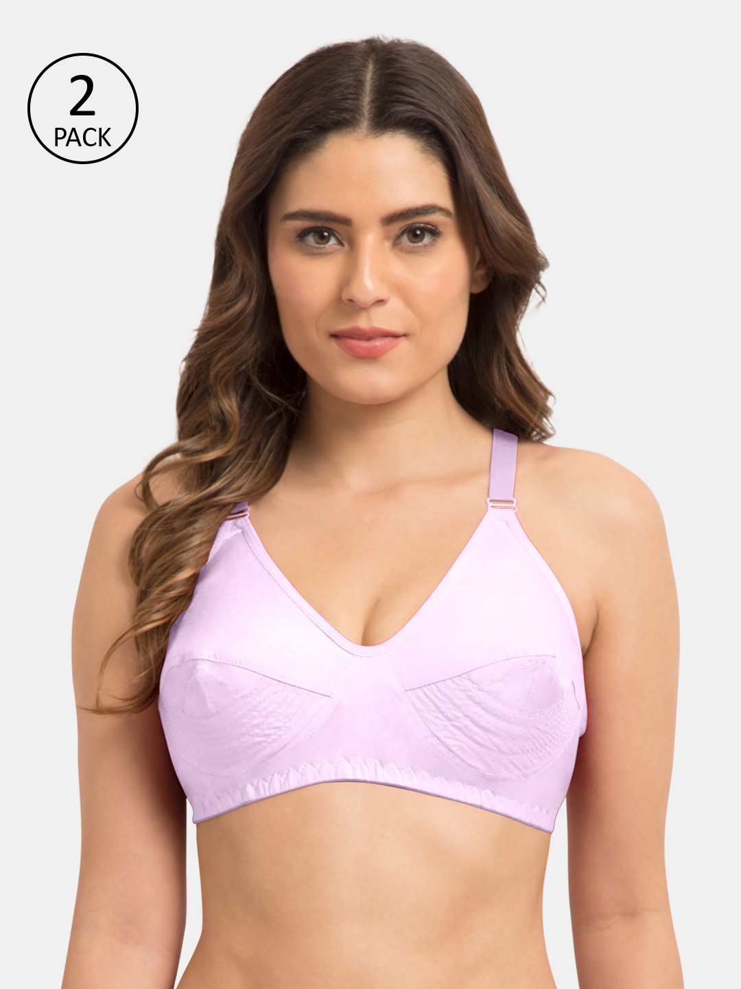 

Rajnie Pink Solid Non-Wired Non Padded Everyday Bra RJ659PK-2PC36B