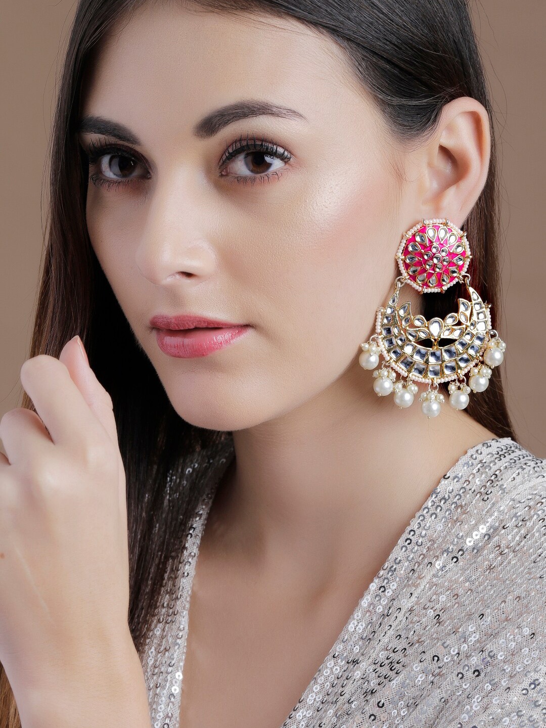 

Rubans 22K Gold Plated Handcrafted Enamelled Classic Chandbalis