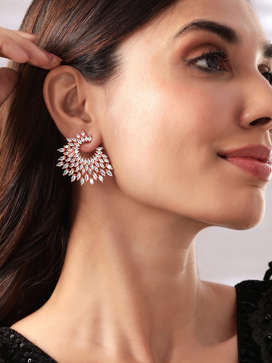 

Rubans Rose Gold Handcrafted Zircon Stone Classic Studs