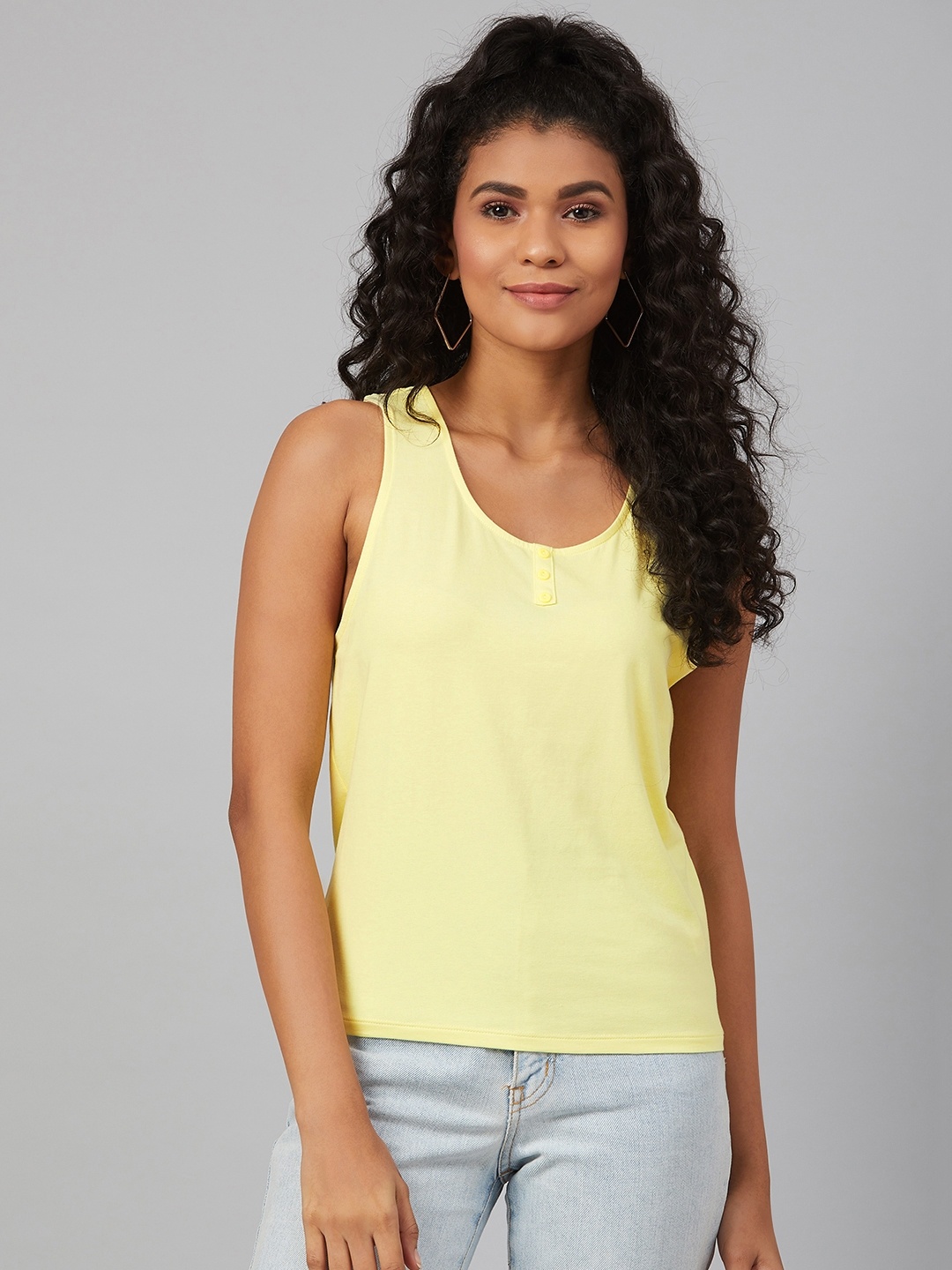 

Marks & Spencer Women Yellow Solid Scoop Neck T-shirt