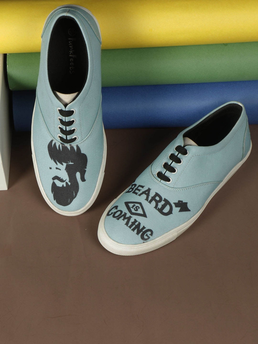 

FF FUNKFEETS Beard Is Coming Unisex Blue Printed Sneakers