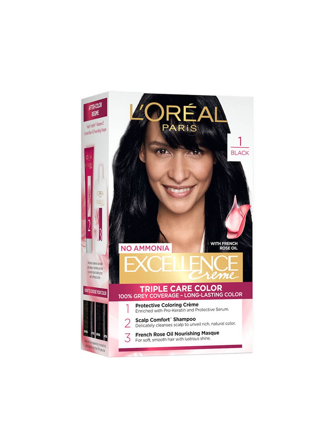 

LOreal Paris Excellence Creme Triple Care No Ammonia Hair Color 72ml+100g - Black 1