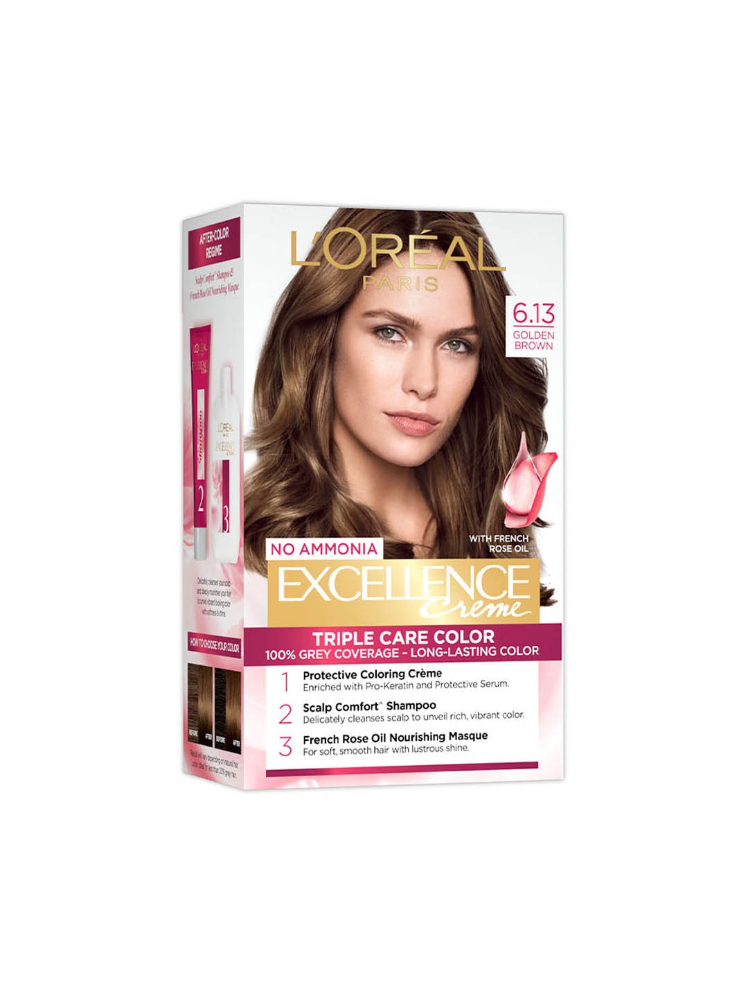 

LOreal Paris Excellence Creme Triple Care Hair Color - Golden Brown 6.13 72ml+100g