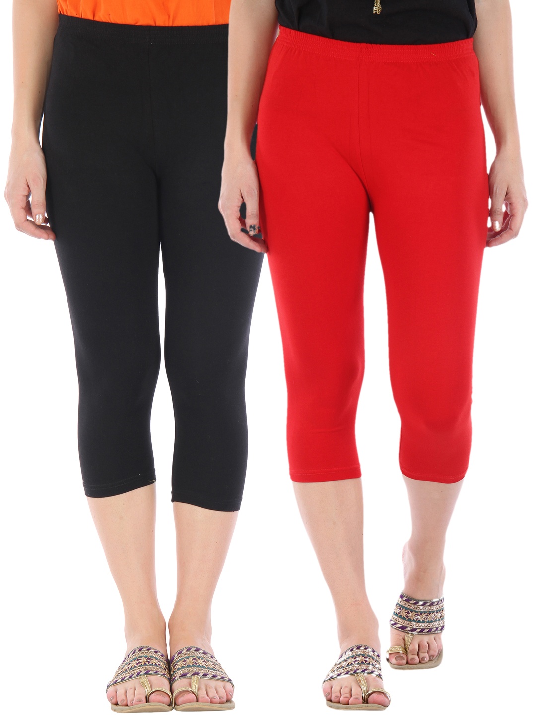 

Bitterlime Pack of 2 3/4th Leggings, Red