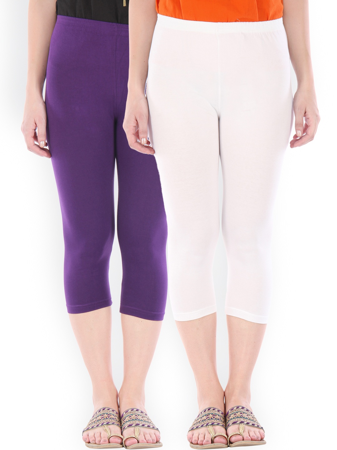 

Bitterlime Pack of 2 3/4th Leggings, Purple