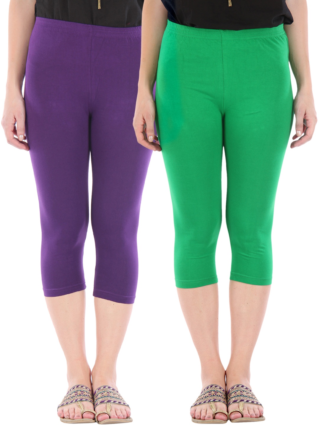 

Bitterlime Pack of 2 3/4th Leggings, Purple