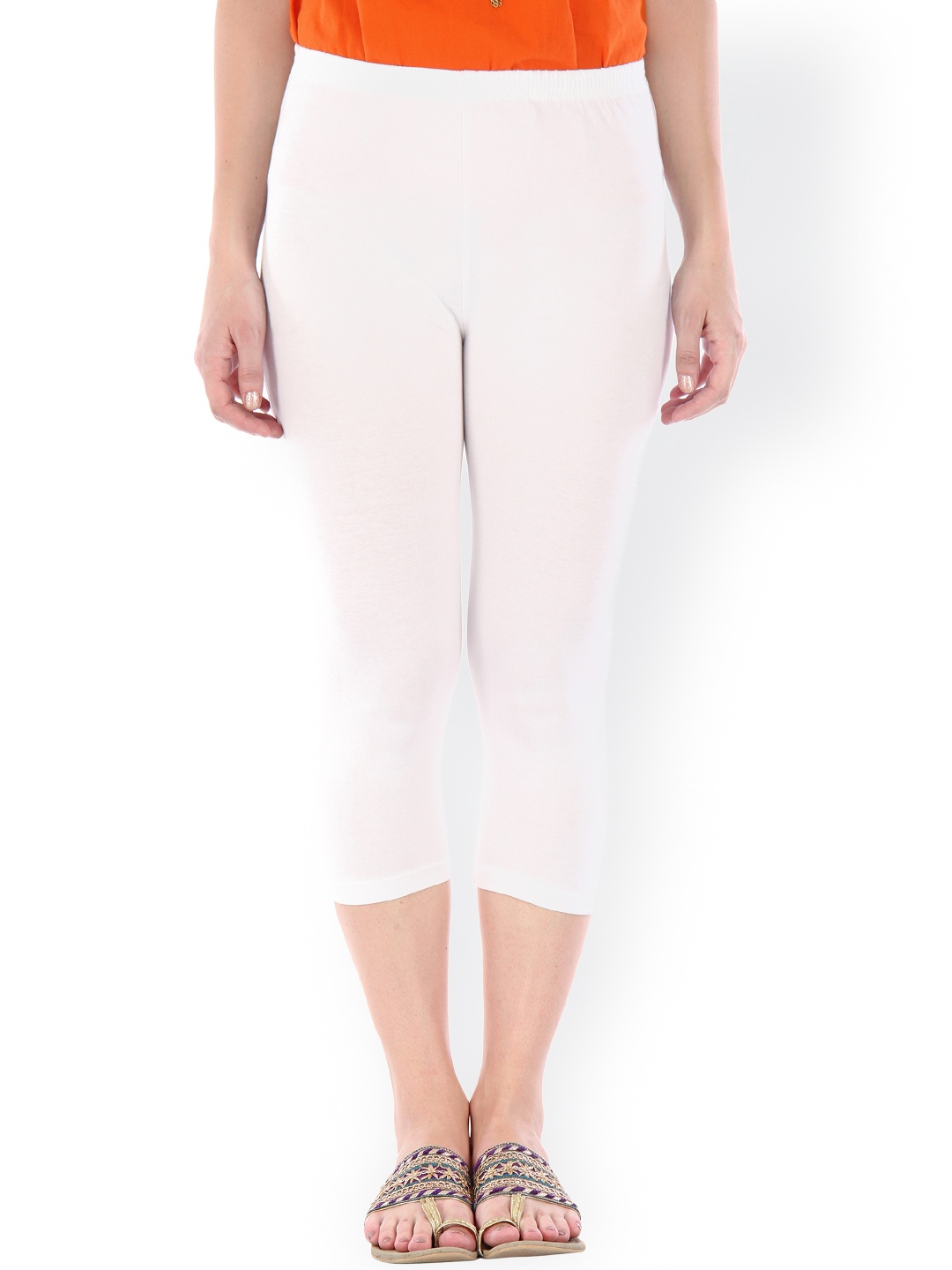 

Bitterlime White 3/4th Length Leggings