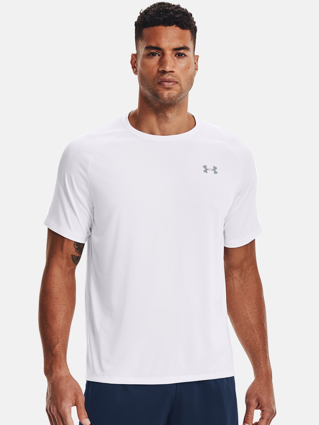 

UNDER ARMOUR Men White UA Tech 2.0 SS Brand Logo Printed Loose Training T-shirt