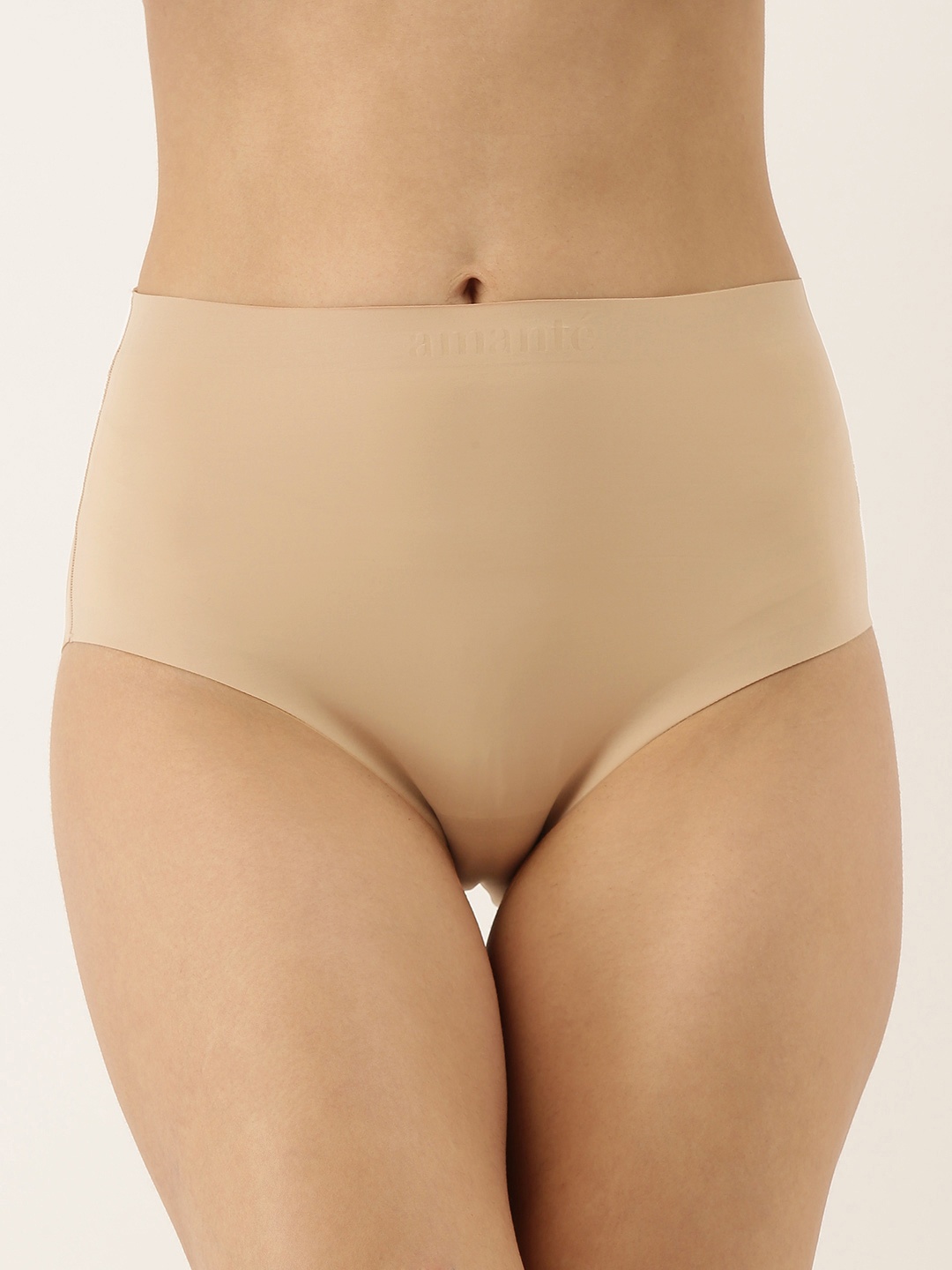 

Amante Women Solid Seamless High Waist Basic Brief - PAN11411, Beige