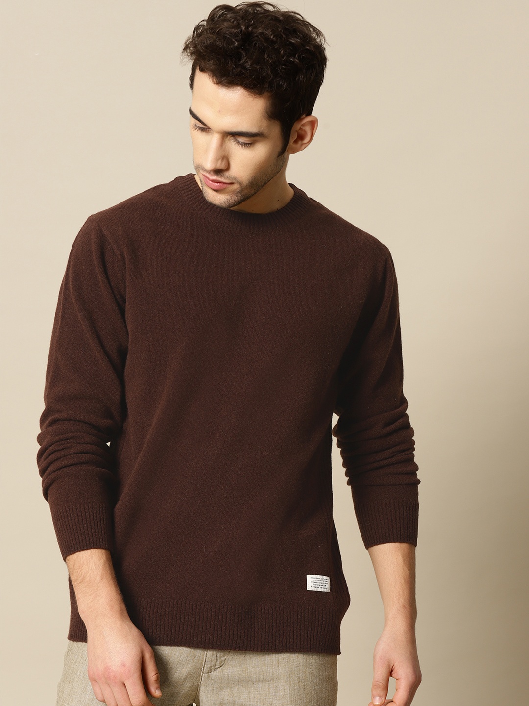 

Mr Bowerbird Men Coffee Brown Side Ribbed Woollen Jumper