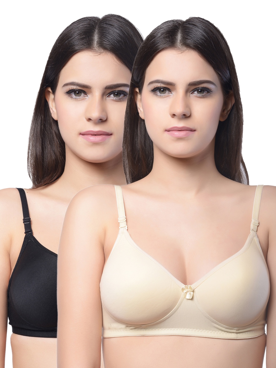 

Lady Lyka Pack of 2 Full-Coverage T-shirt Bras, Black