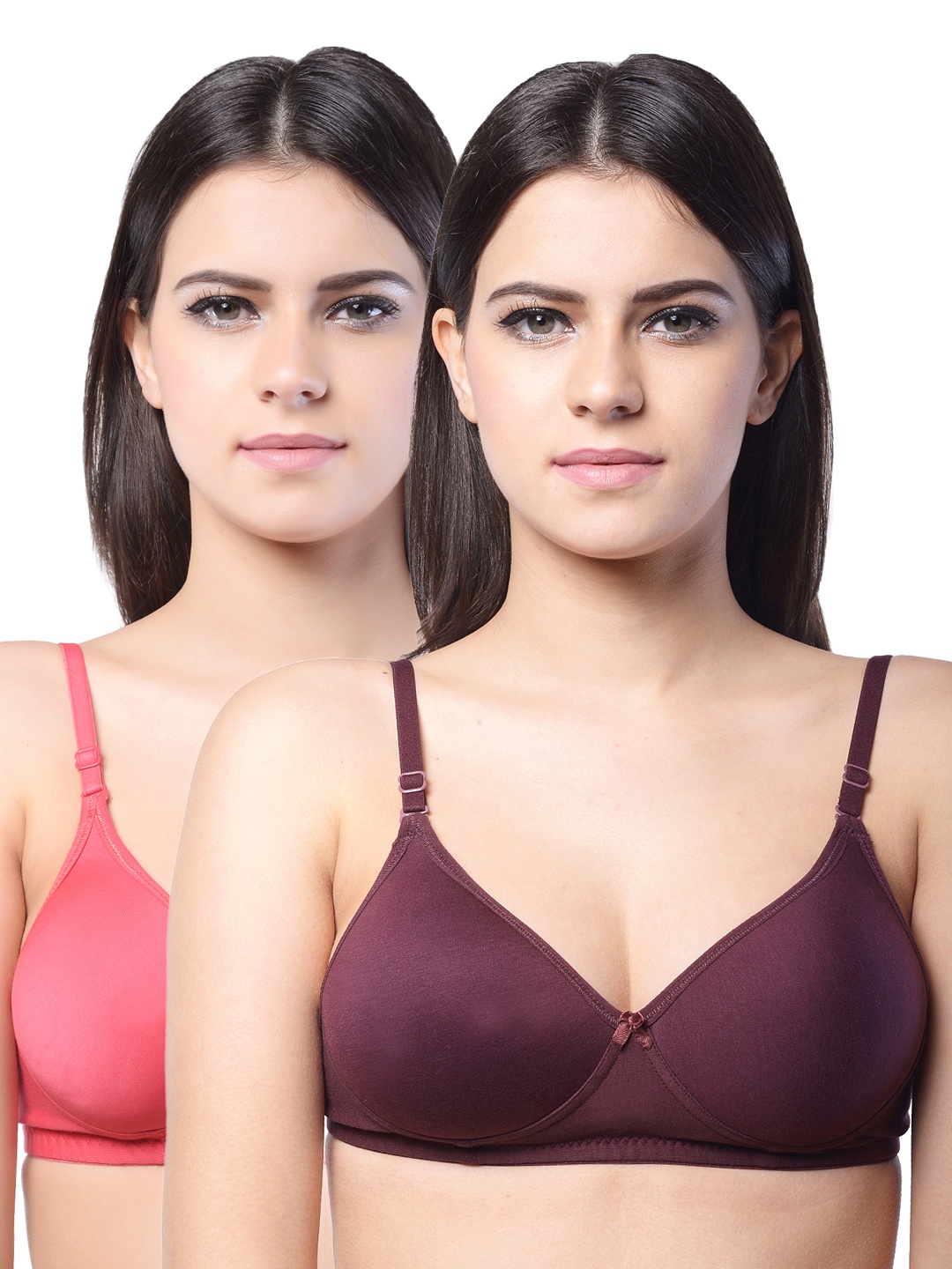 

Lady Lyka Pack of 2 Full-Coverage T-shirt Bras, Burgundy