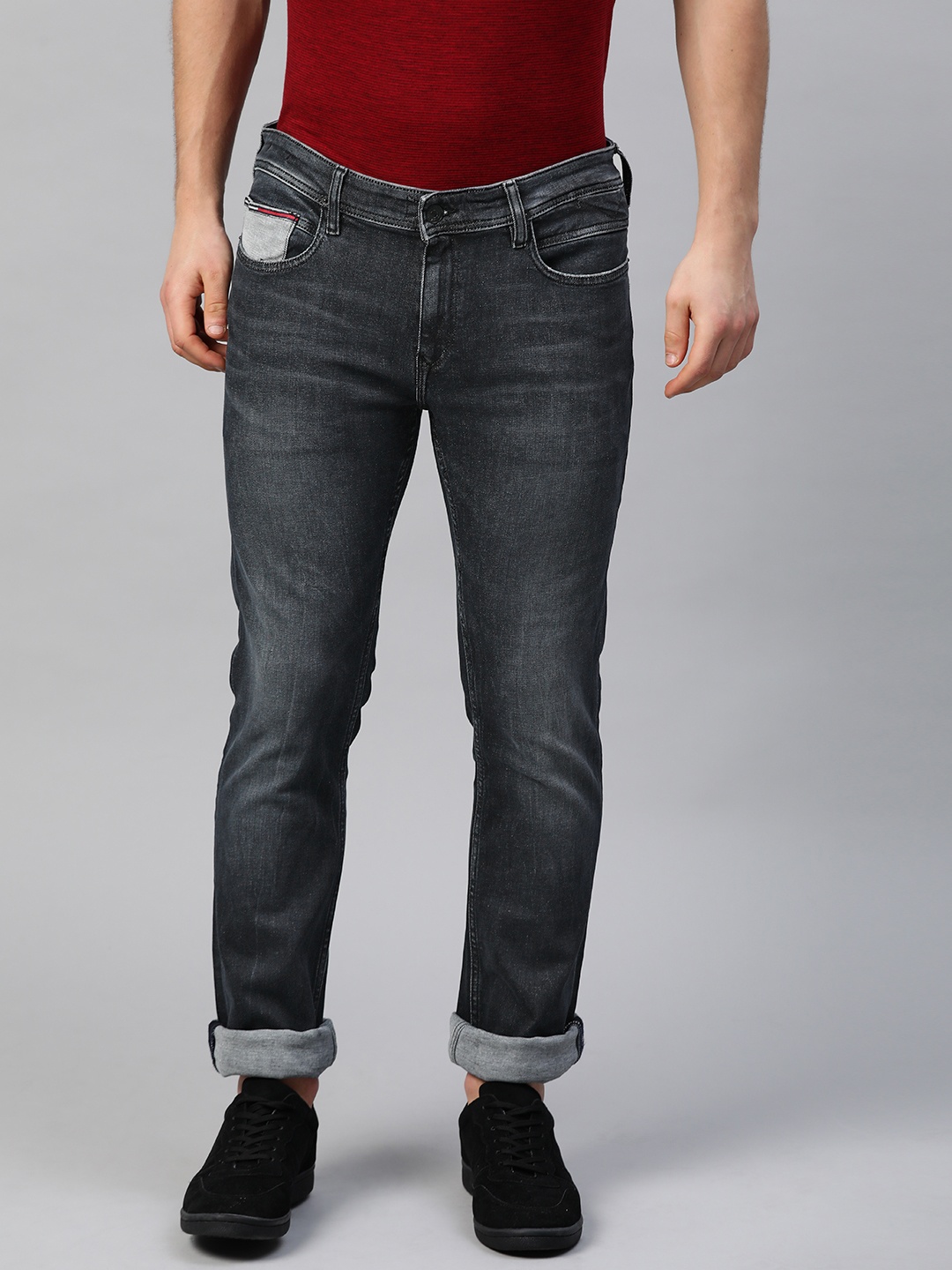 

Tommy Hilfiger Men Navy Blue Slim Fit Mid-Rise Washed Look Stretchable Jeans